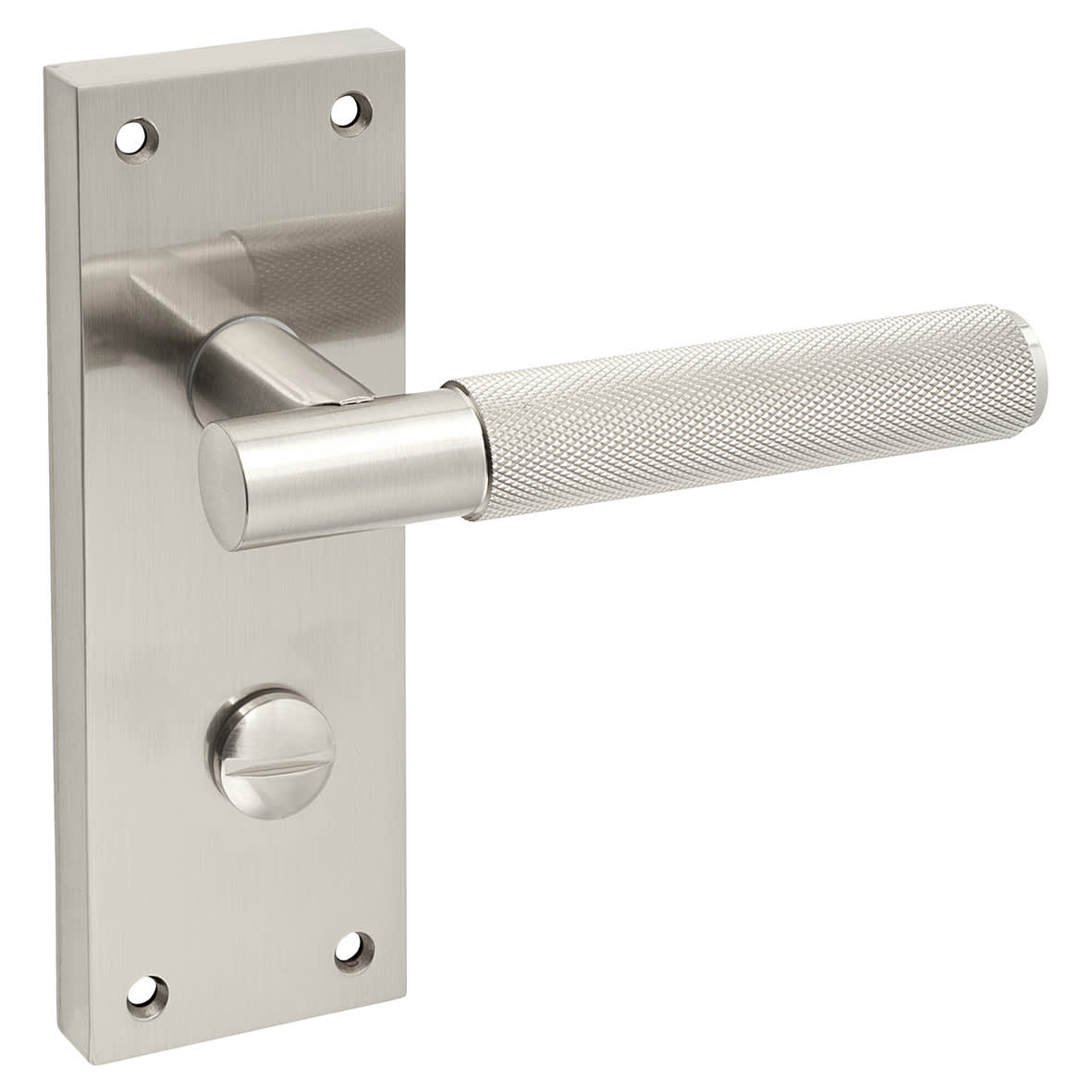 Satin Nickel Knurled Bathroom Door Handles - Remi Range - 155 x 55mm - view 4