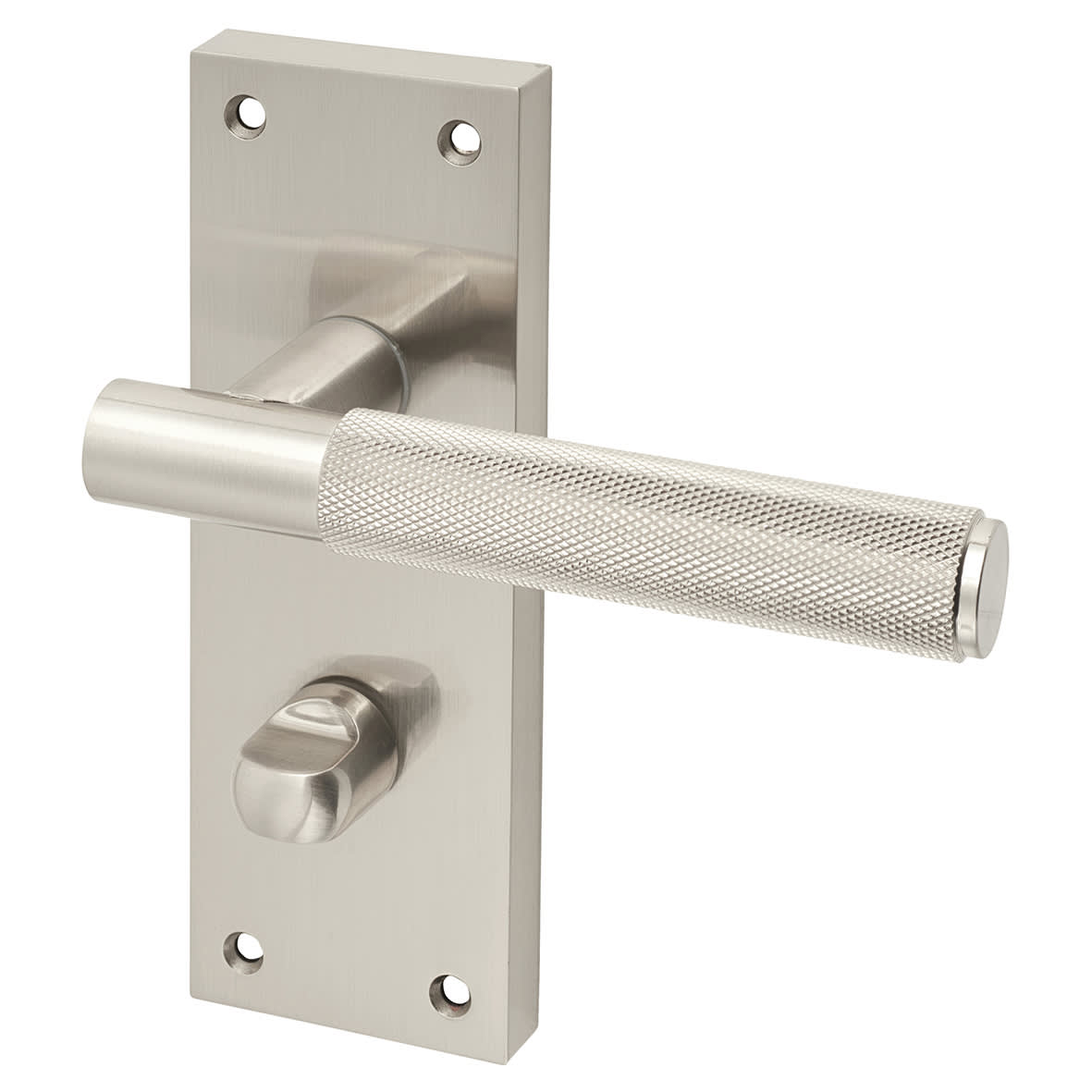 Satin Nickel Knurled Bathroom Door Handles - Remi Range - 155 x 55mm - view 5