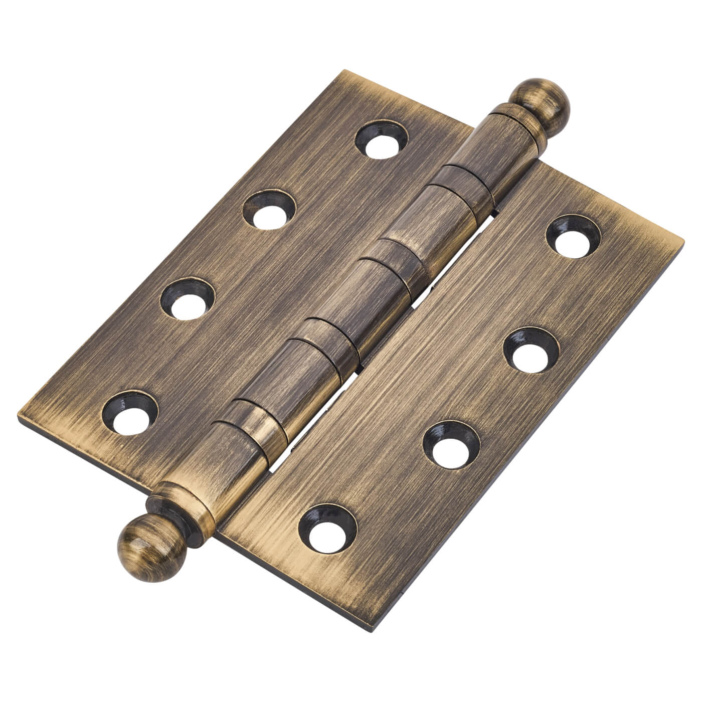Ball Tip Ball Bearing Butt Door Hinge - 100 x 75 x 3mm - Antique Brass - Pair - view 2