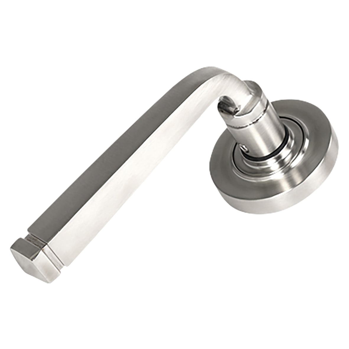 Satin Stainless Steel Door Handles on Round Rose - Avon Range - view 2