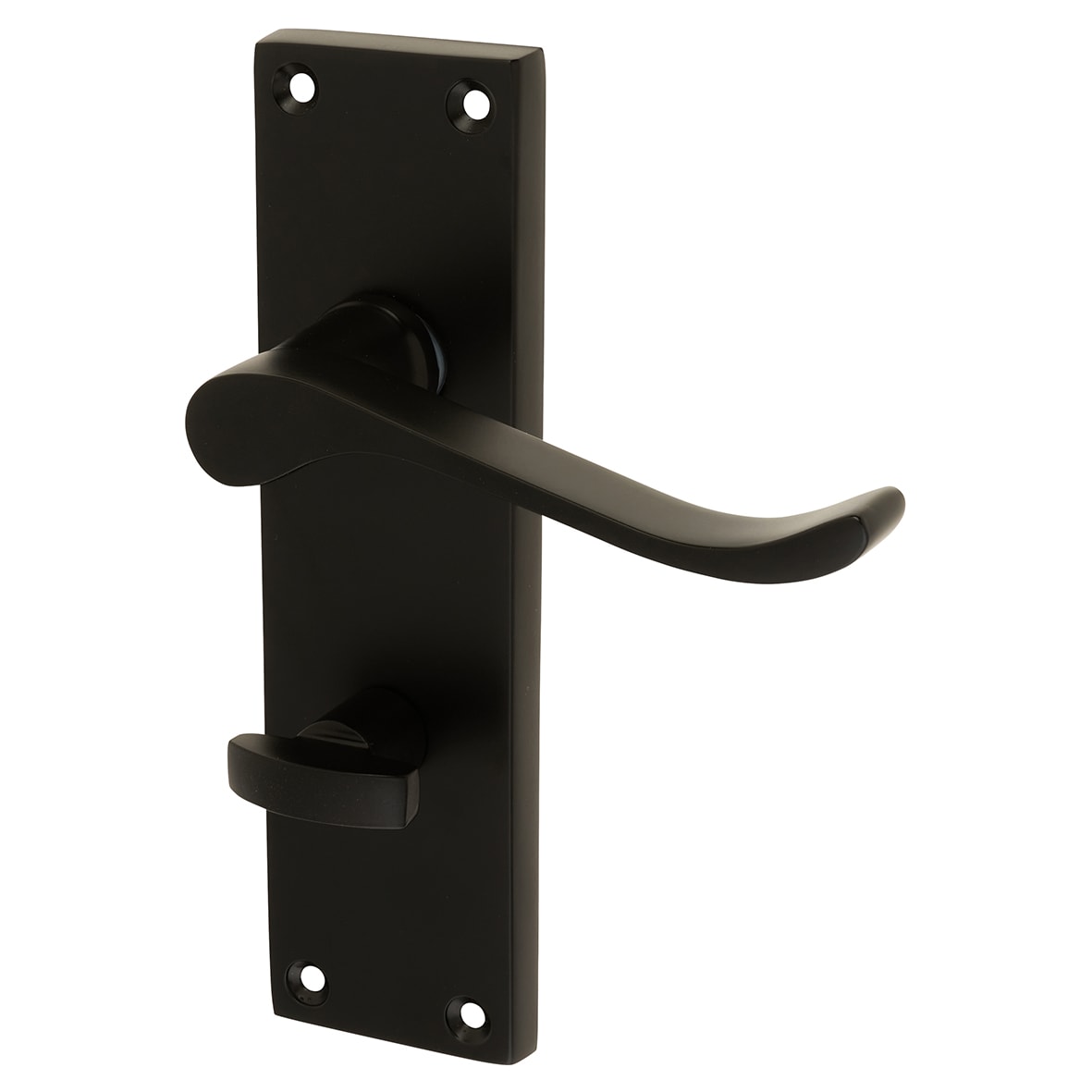 Matt Black Budget Scroll Bathroom Door Handles - Mia Range - 153 x 42mm - view 2