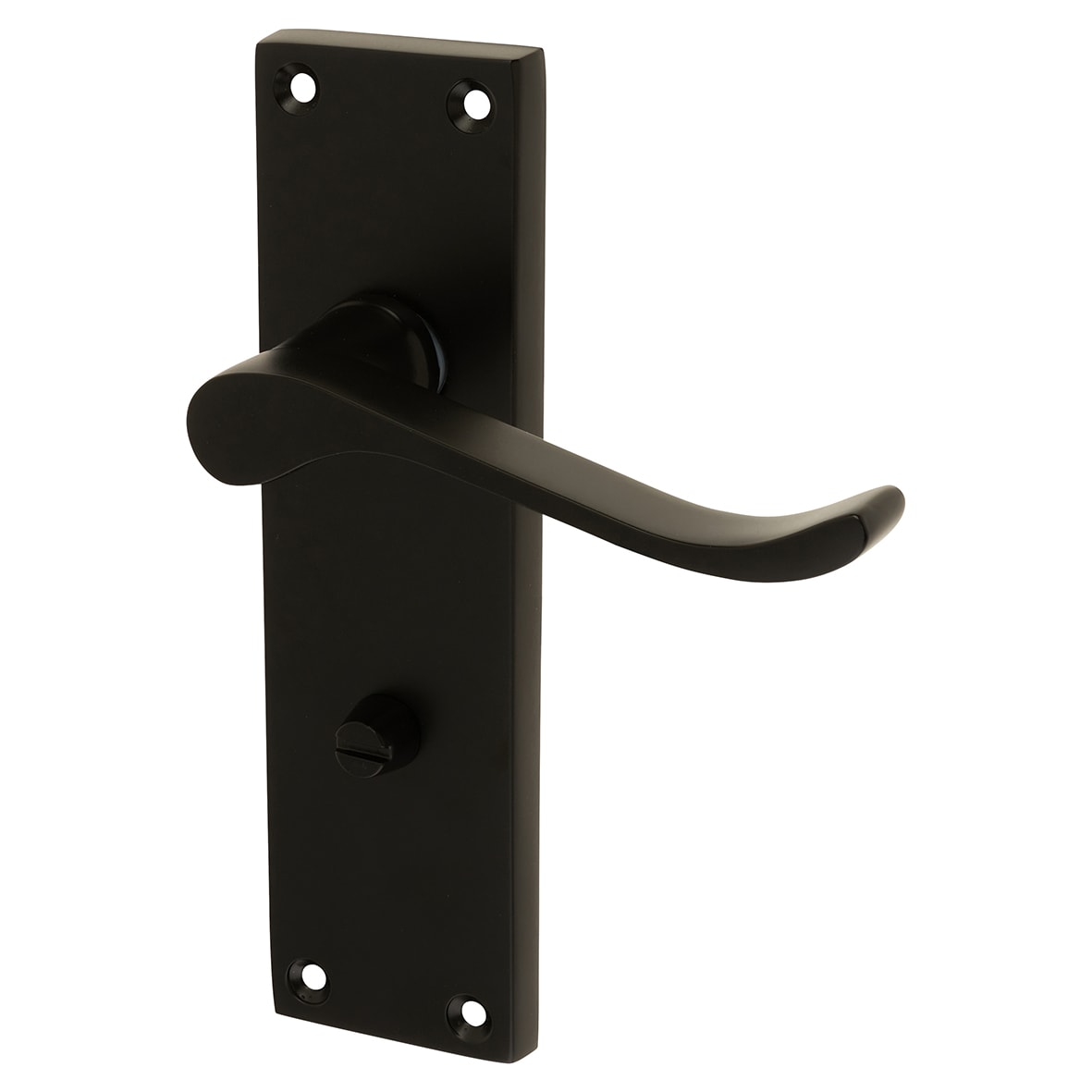 Matt Black Budget Scroll Bathroom Door Handles - Mia Range - 153 x 42mm - view 3