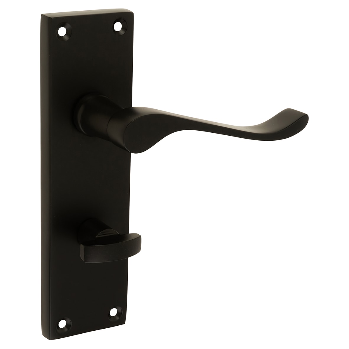 Matt Black Budget Scroll Bathroom Door Handles - Mia Range - 153 x 42mm - view 4