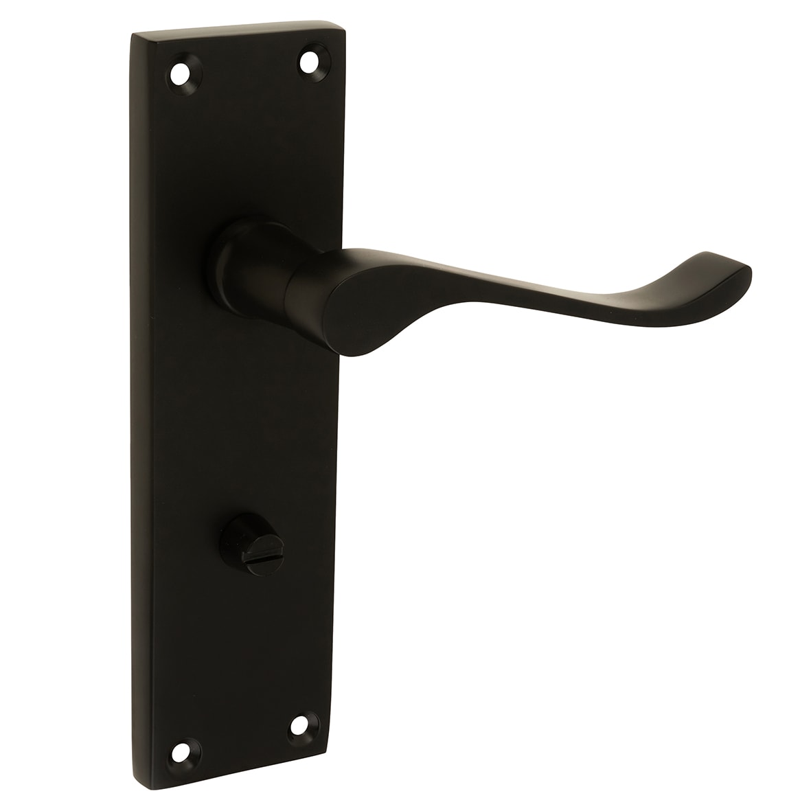 Matt Black Budget Scroll Bathroom Door Handles - Mia Range - 153 x 42mm - view 5