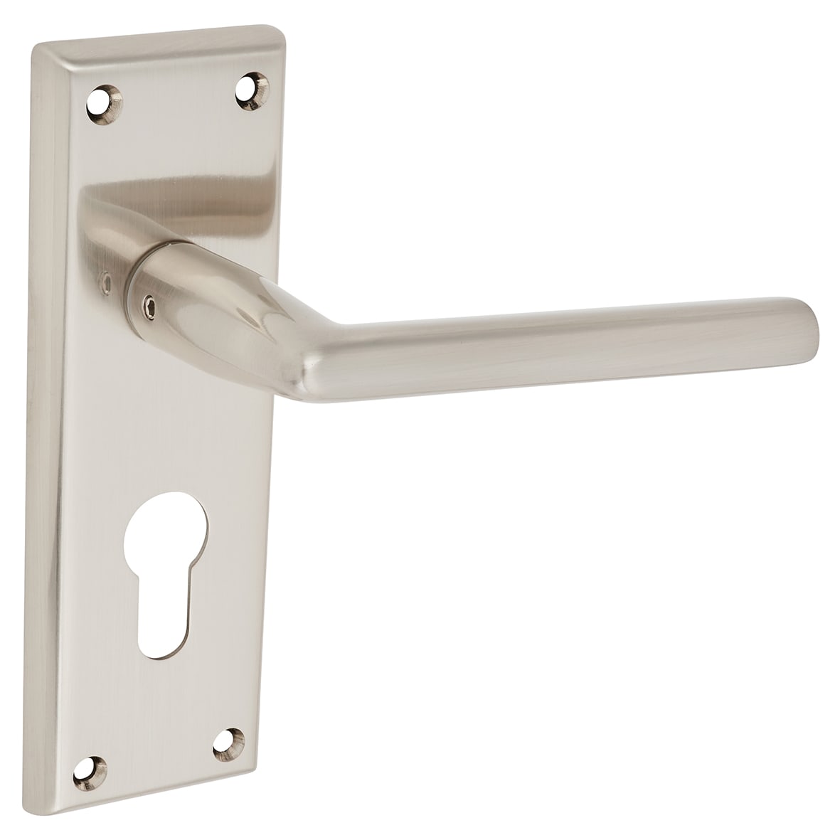 Brass Satin Nickel Euro Lock Door Handles - Dieci Range - 150 x 50mm - view 2