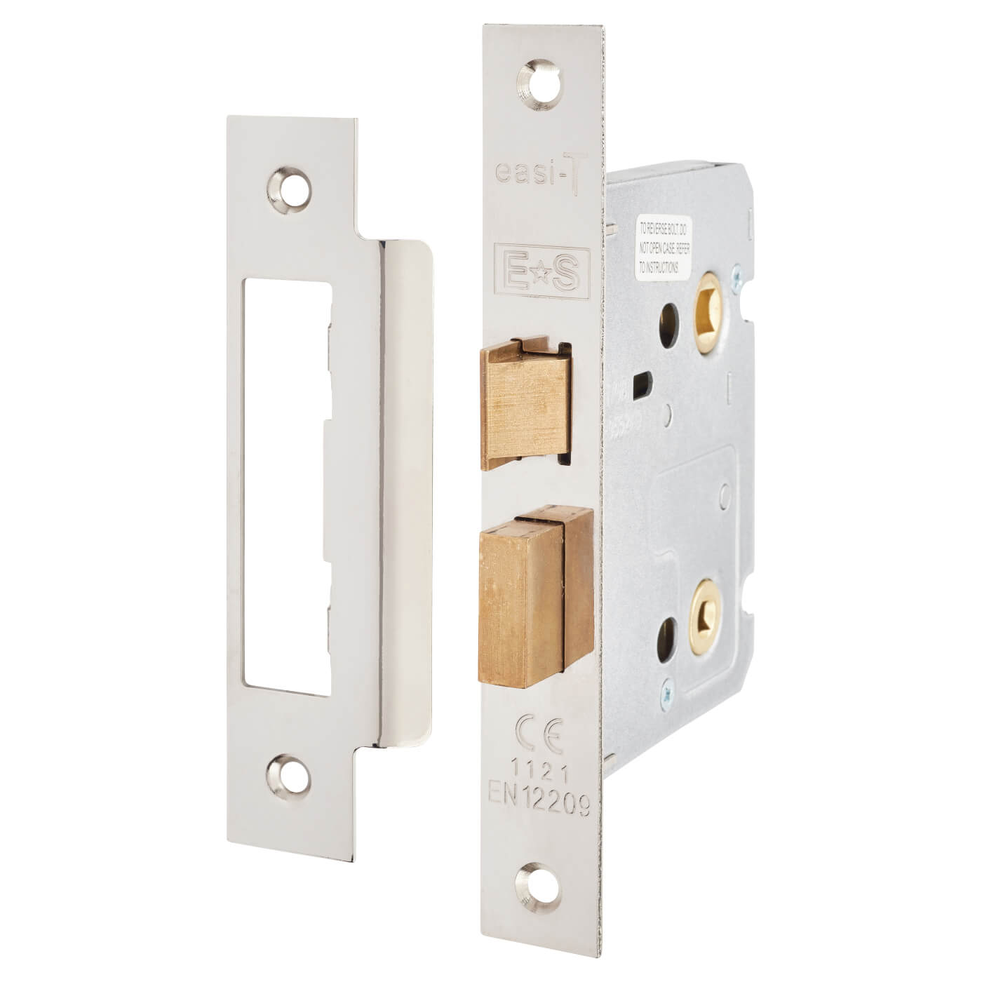 Contract Bolt Through Bathroom Lock - 65mm Case - 44mm Backset - Polished Nickel - view 2