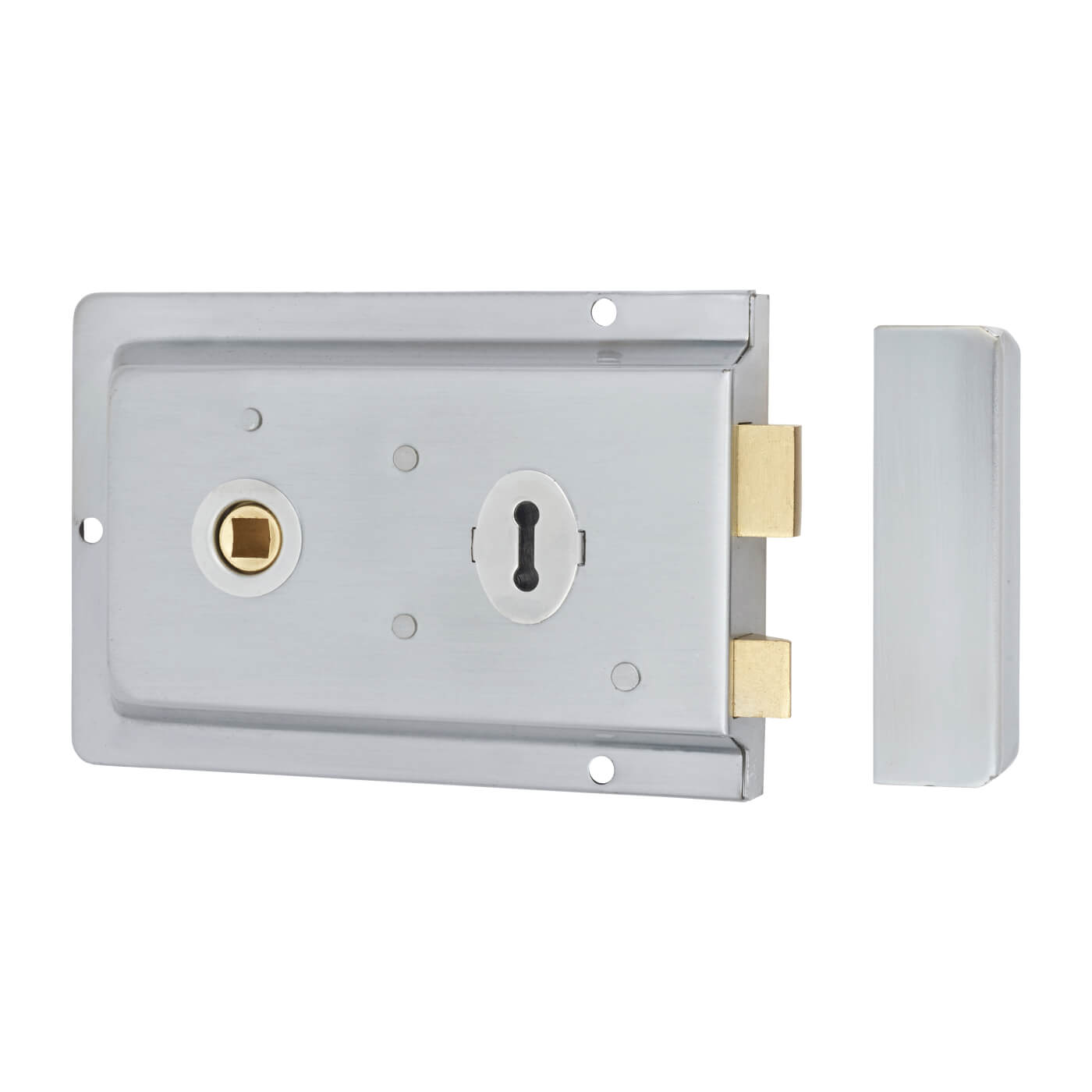 Flanged Rim Sashlock - 155 x 105mm - Satin Chrome - view 2