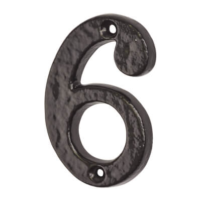 76mm Screw Fix Door Numeral - 6 / 9 - Metalized Antique Black Iron - view 2