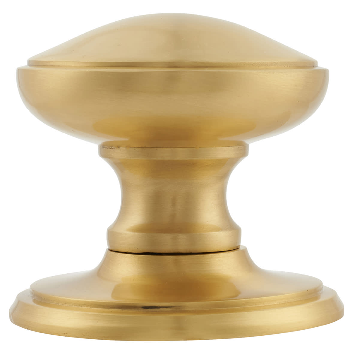 Satin Brass Round Centre Door Knob - 80mm Rose Diameter - view 2