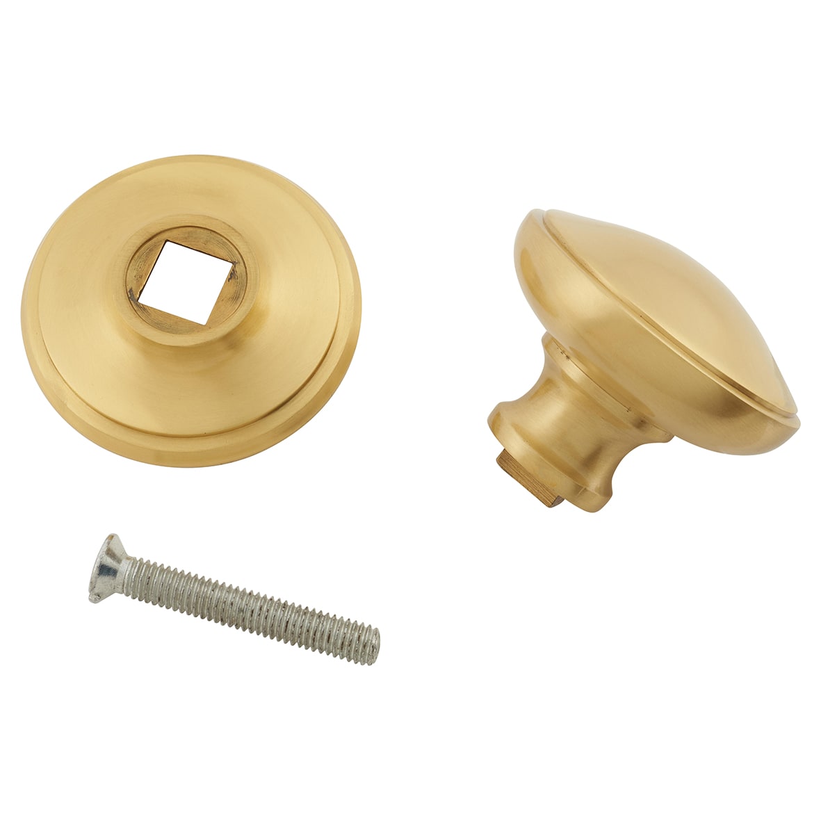 Satin Brass Round Centre Door Knob - 80mm Rose Diameter - view 3