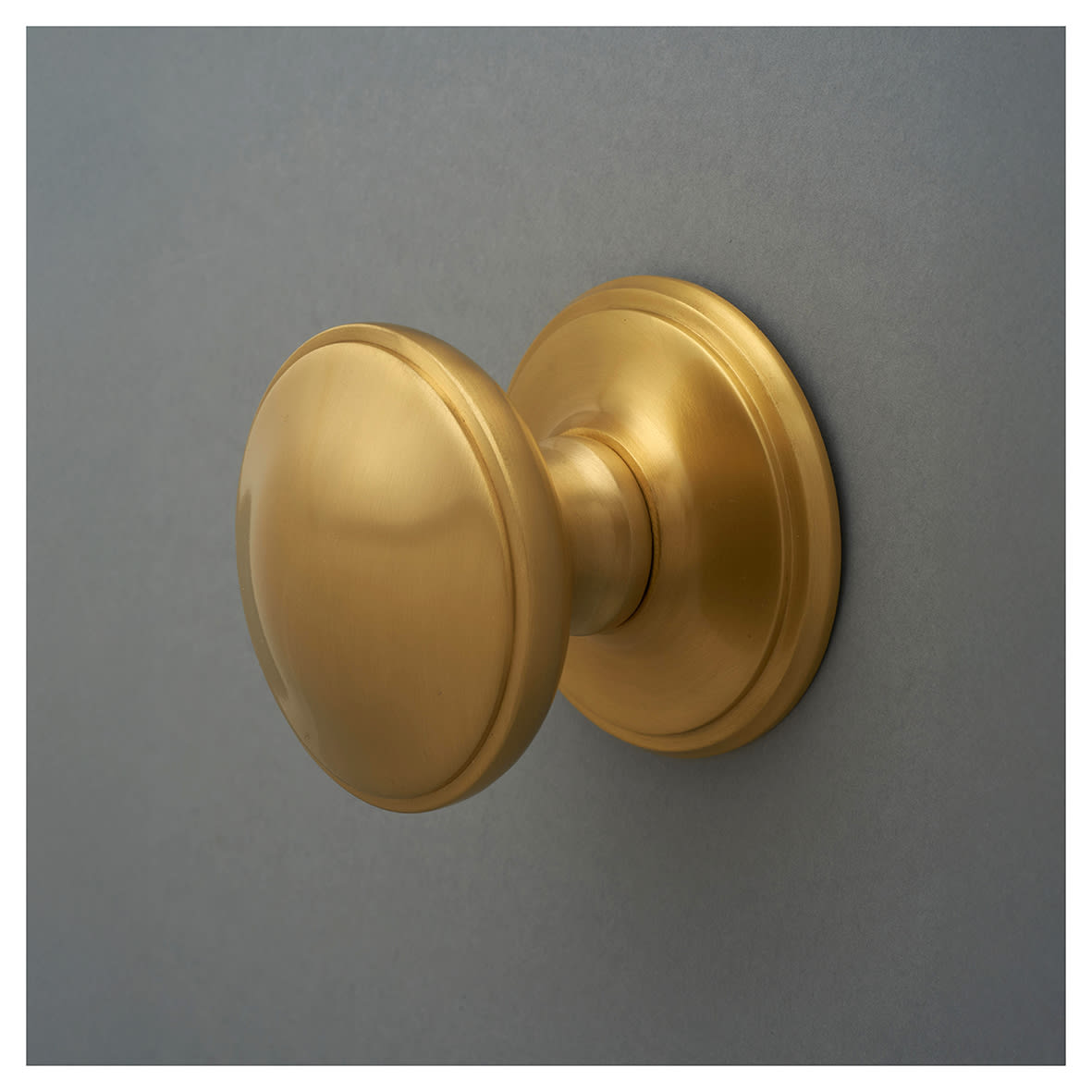 Satin Brass Round Centre Door Knob - 80mm Rose Diameter - view 4