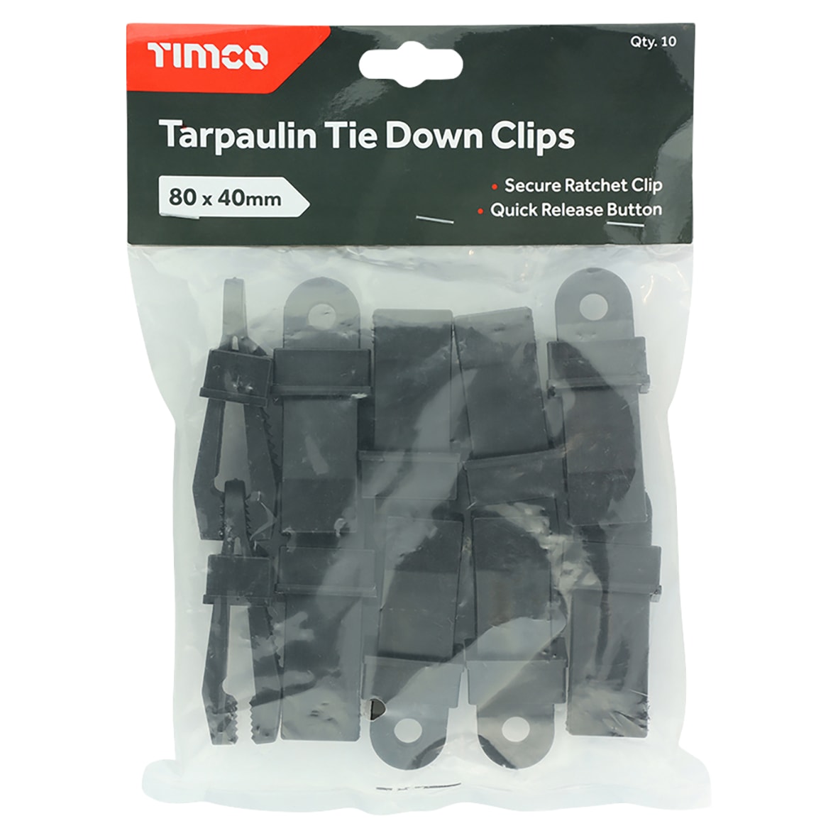 Tarpaulin Tie Down Clips - 80mm x 40mm - Pack of 10 - view 2