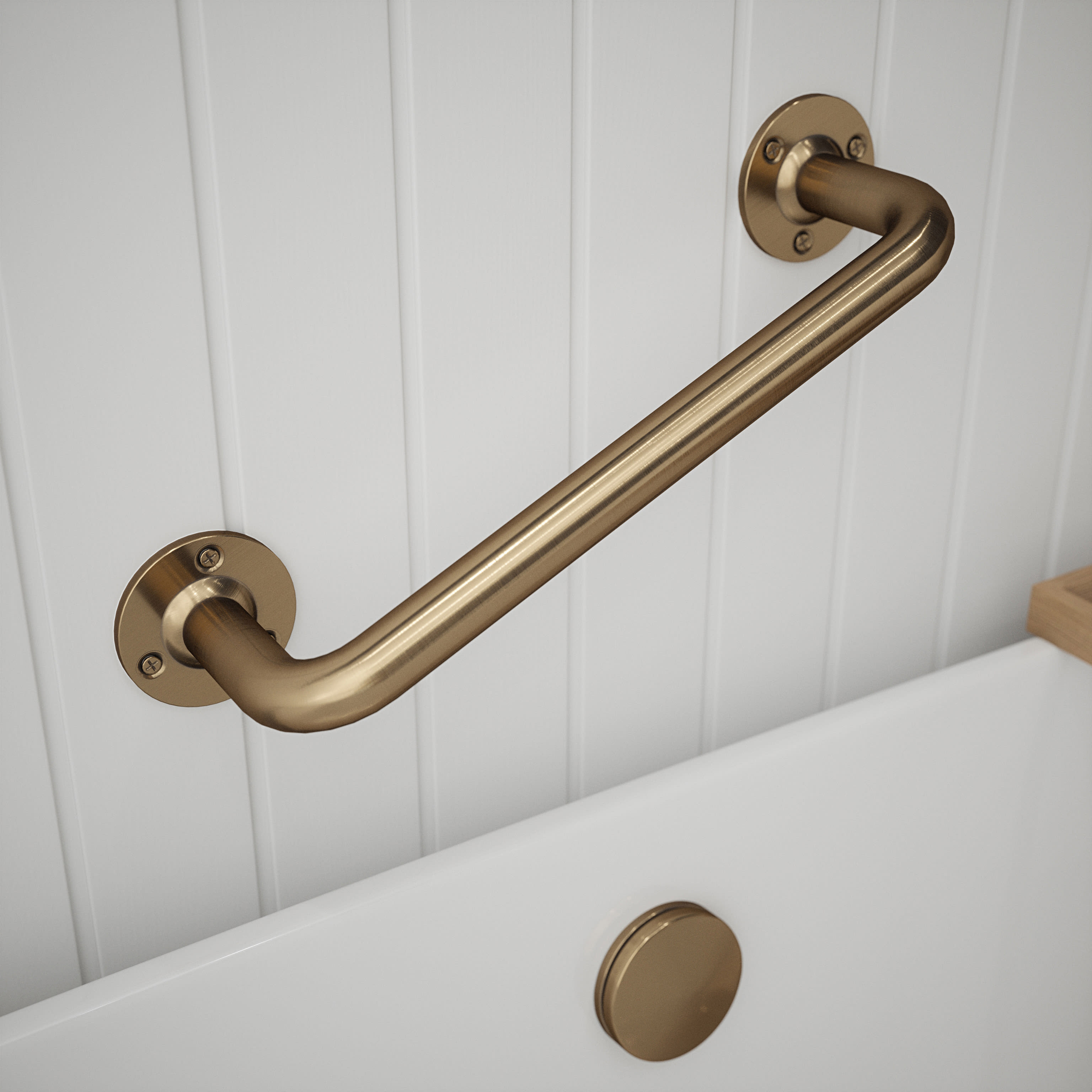 25mm Steel Grab Rail - 305mm Length - Antique Brass - view 2