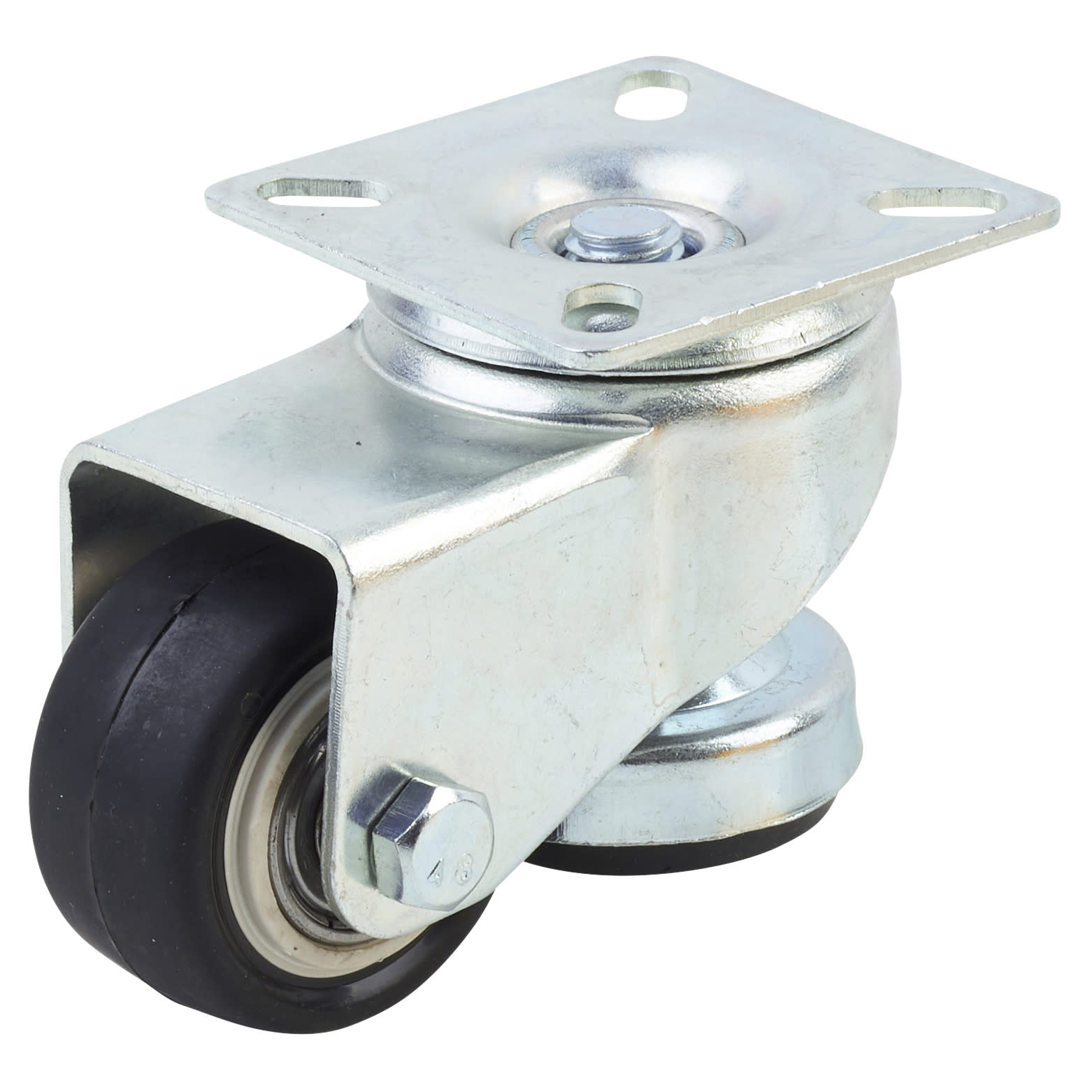 Heel Castor with Levelling Foot - Swivel - 50kg Max Weight - 40mm Diameter - Orange - view 2