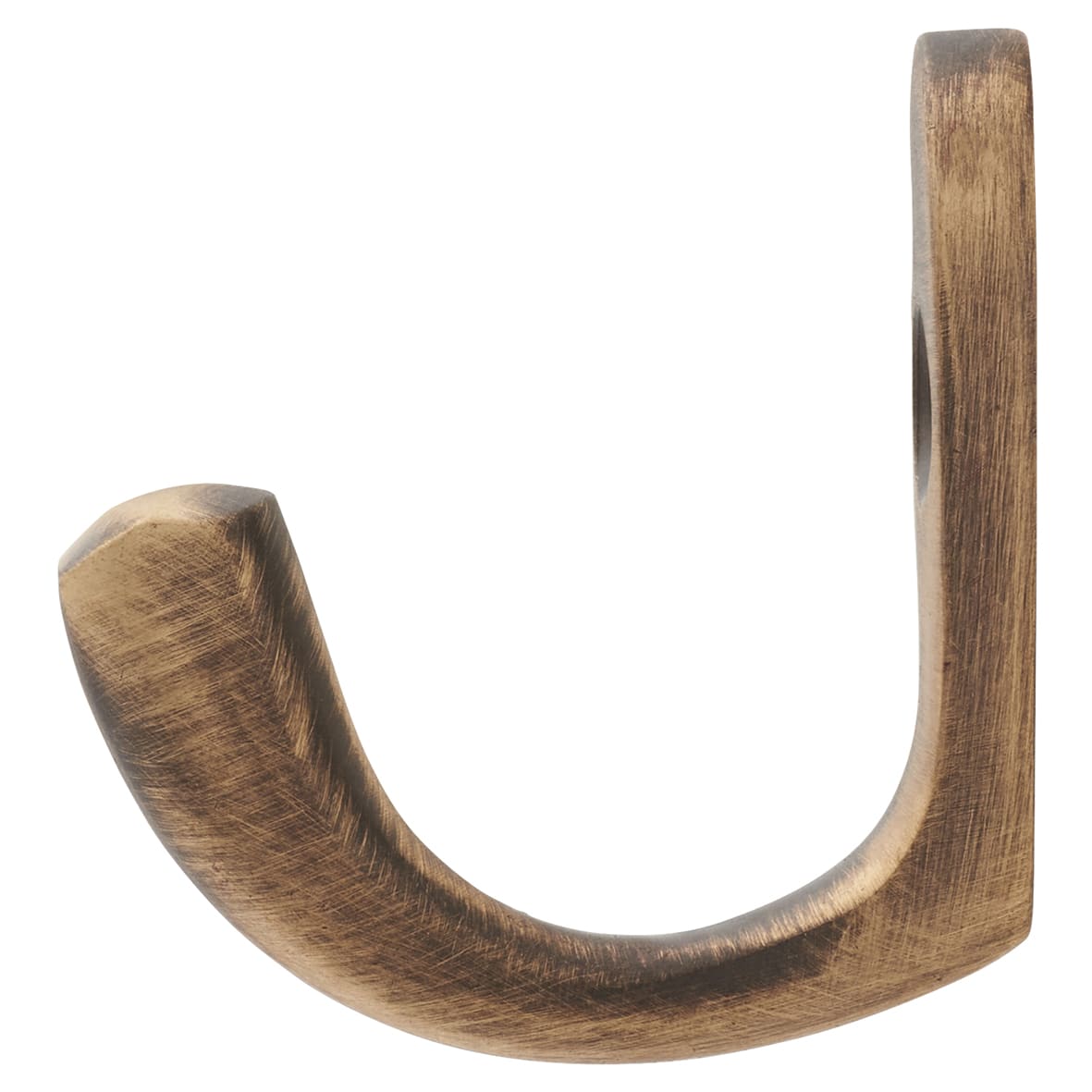 Solid Brass Single Coat Hook - 43 x 17mm - Antique Brass - view 2