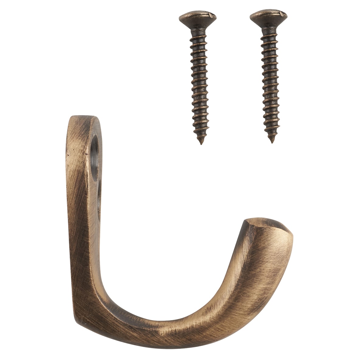 Solid Brass Single Coat Hook - 43 x 17mm - Antique Brass - view 3
