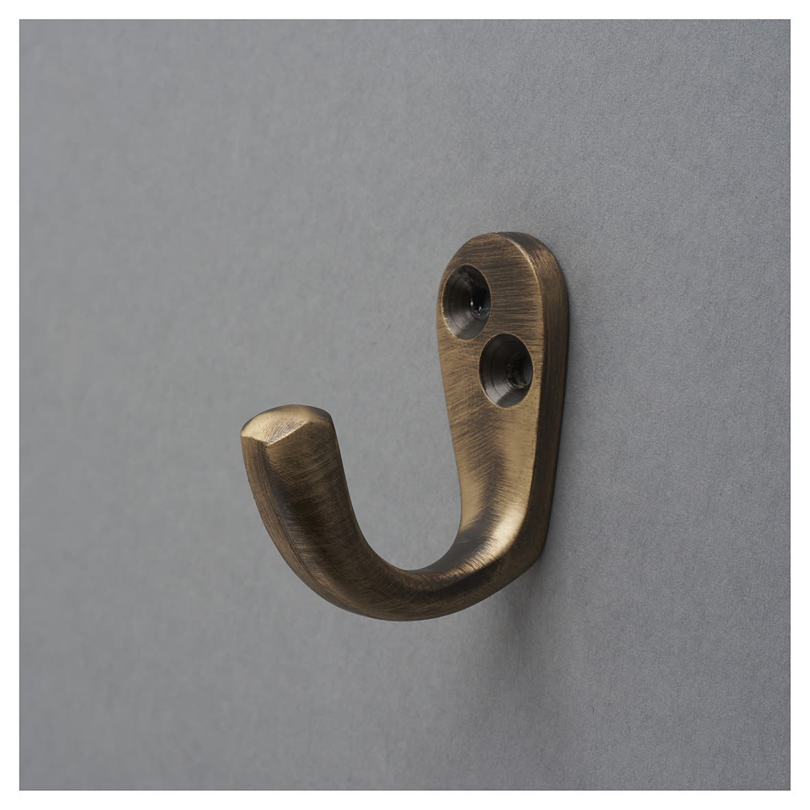 Solid Brass Single Coat Hook - 43 x 17mm - Antique Brass - view 4