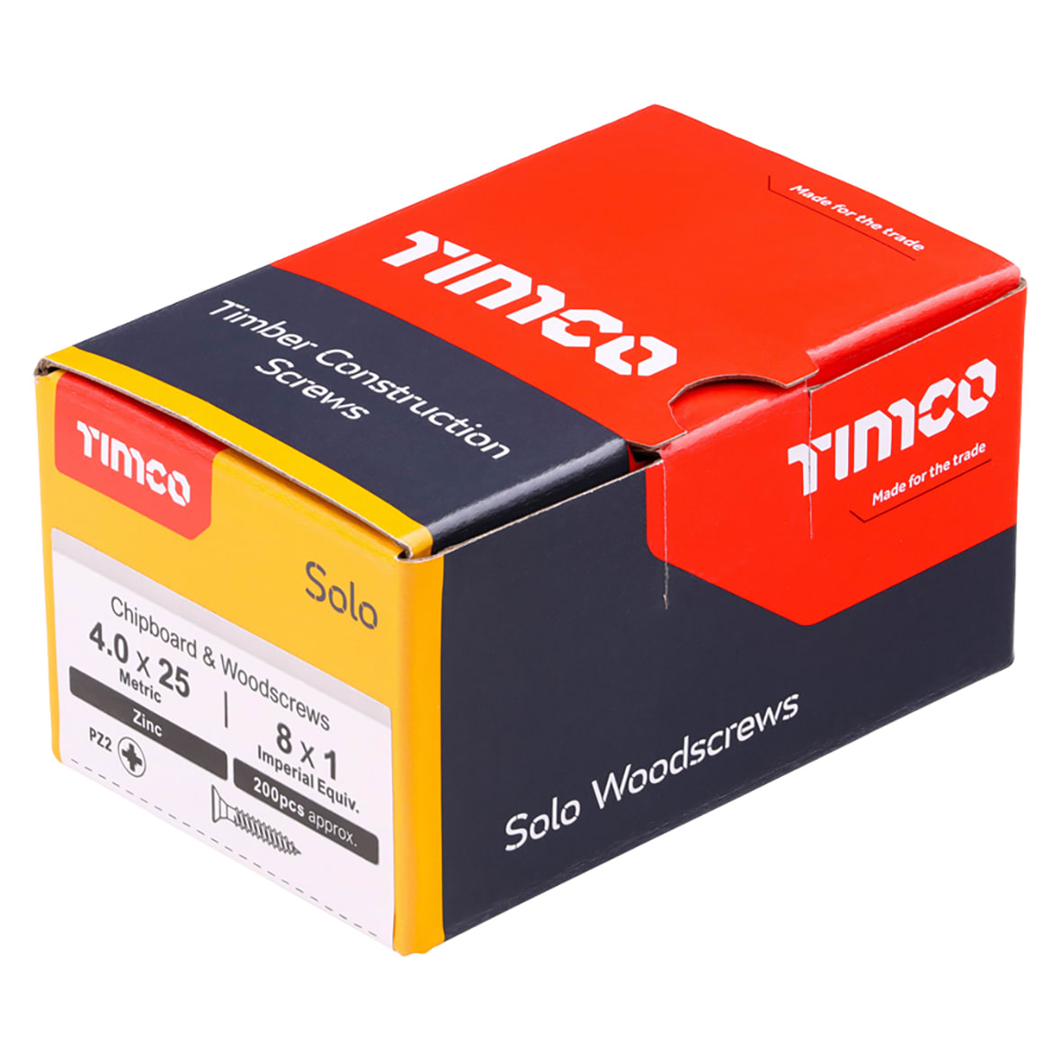 Solo Chippy Pozi Countersunk Wood Screws - 4.0 x 25mm - Zinc Plated - Pack of 200 - view 4