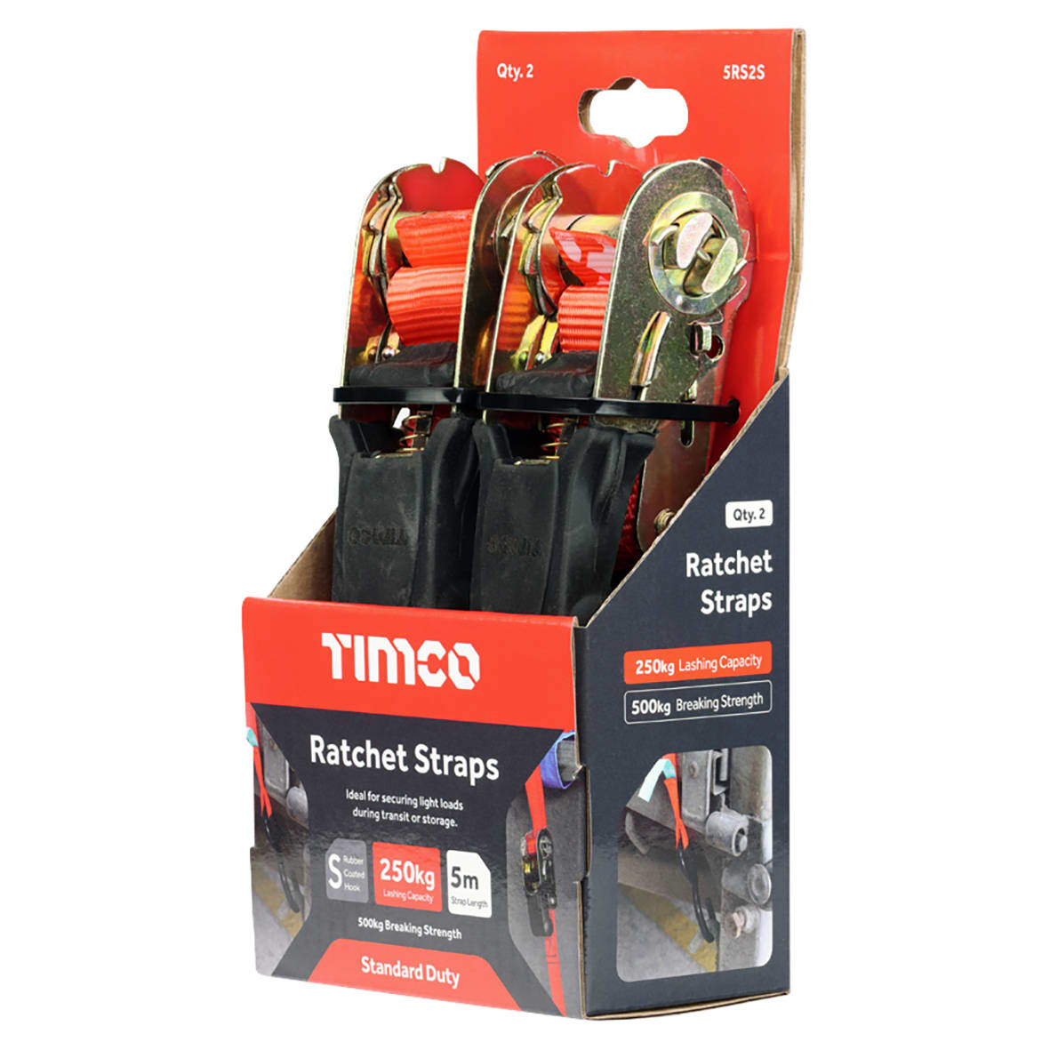 S Hook Ratchet Straps - Standard Duty - 5m x 25mm - Pack of 2 - view 3