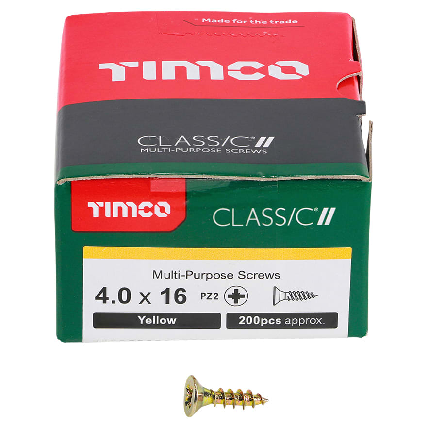 Classic Pozi Countersunk Wood Screws - 4.0 x 16mm - Yellow Zinc - Pack of 200 - view 3