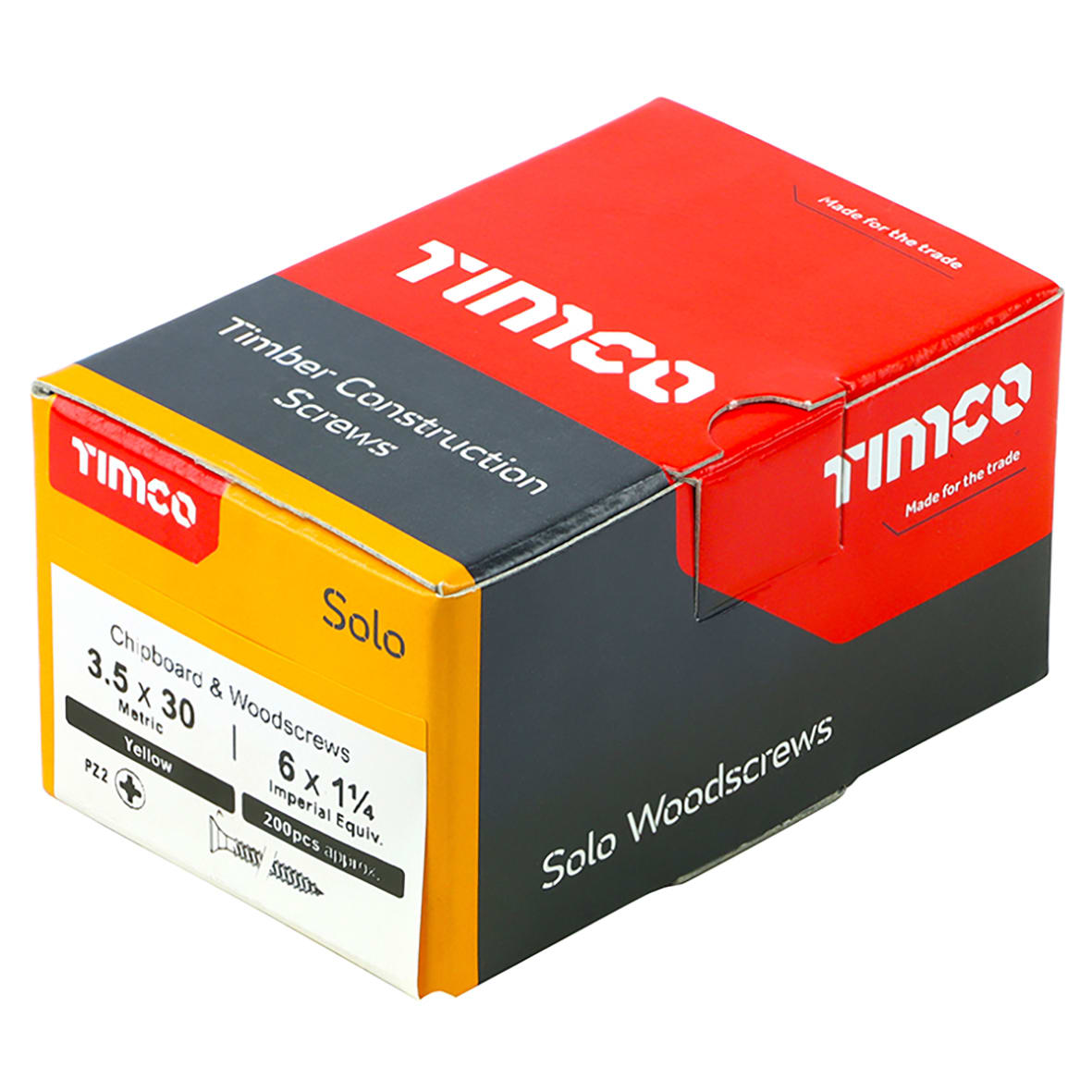 Solo Chippy Pozi Countersunk Wood Screws - 3.5 x 30mm - Yellow Zinc - Pack of 200 - view 4