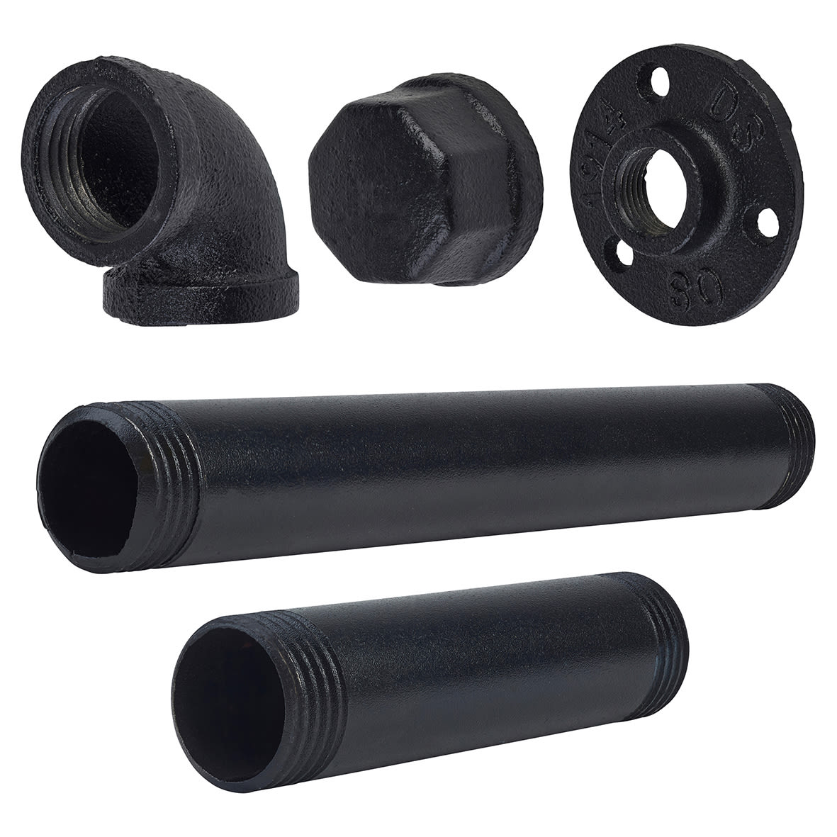 1/2" Pipe Round Toilet Roll Holder Kit - Black - view 3