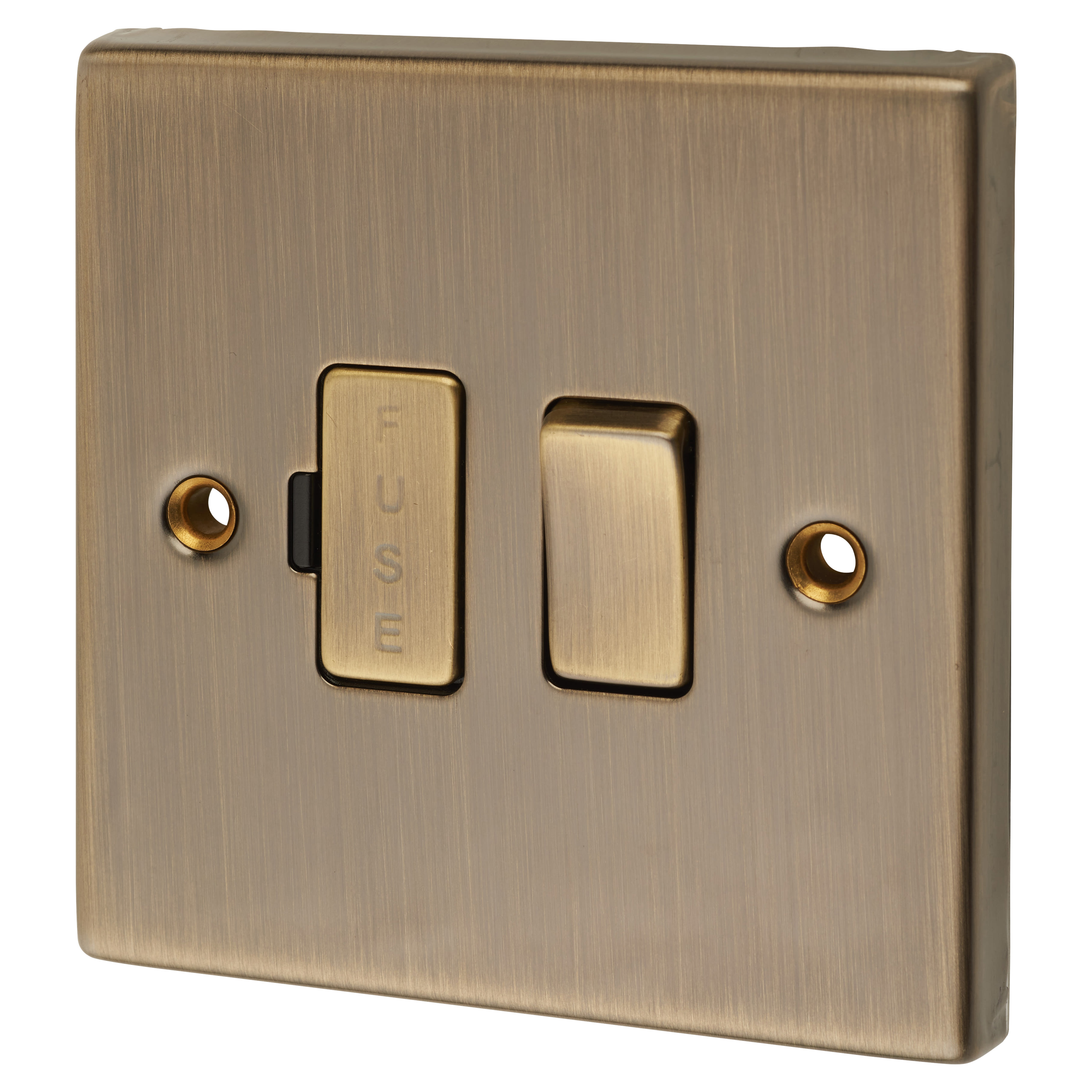 13A 1 Gang Switched Fused Spur - Antique Brass - view 2