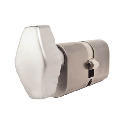 J2X13 Pattern 64mm Oval Thumbturn Cylinder - 32mm Turn + 32mm - Sat Chrome - Keyed to Differ - view 3