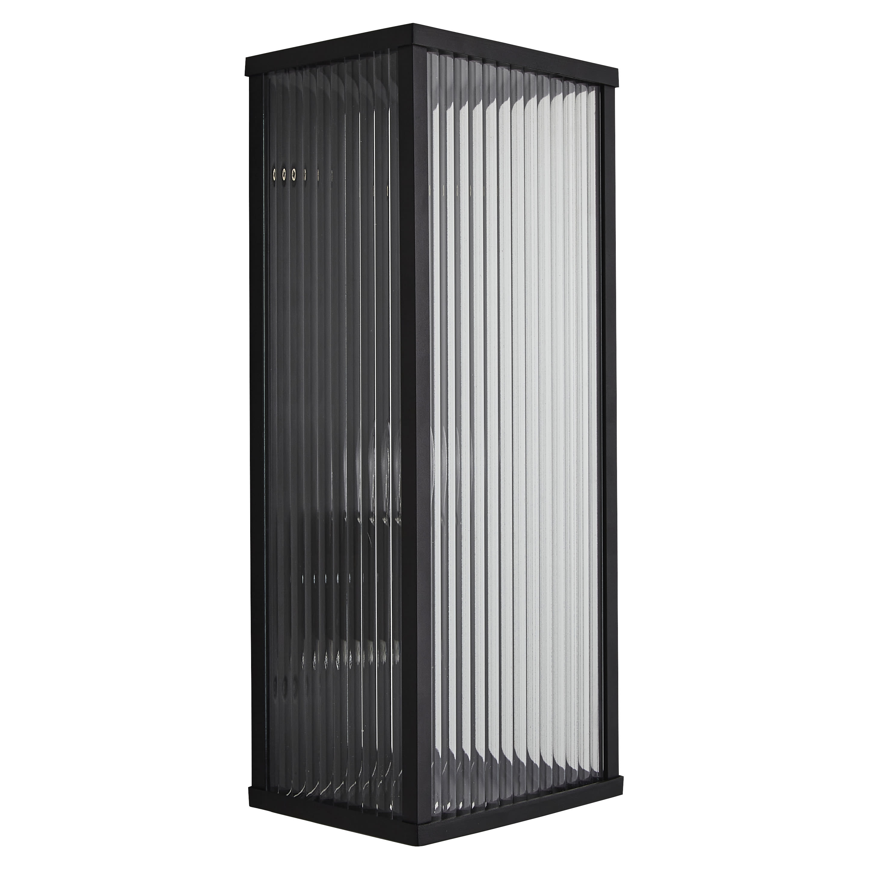 Forum Zink Memphis Ribbed Glass Outdoor Wall Lantern Light - IP44 - Black - view 2