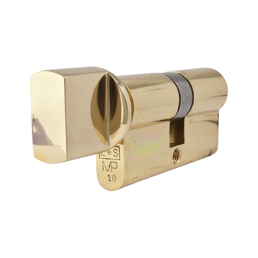10 Pin 64mm Euro Thumbturn Cylinder - 32mm Turn + 32mm - Polished Brass - Master Keyed - view 3