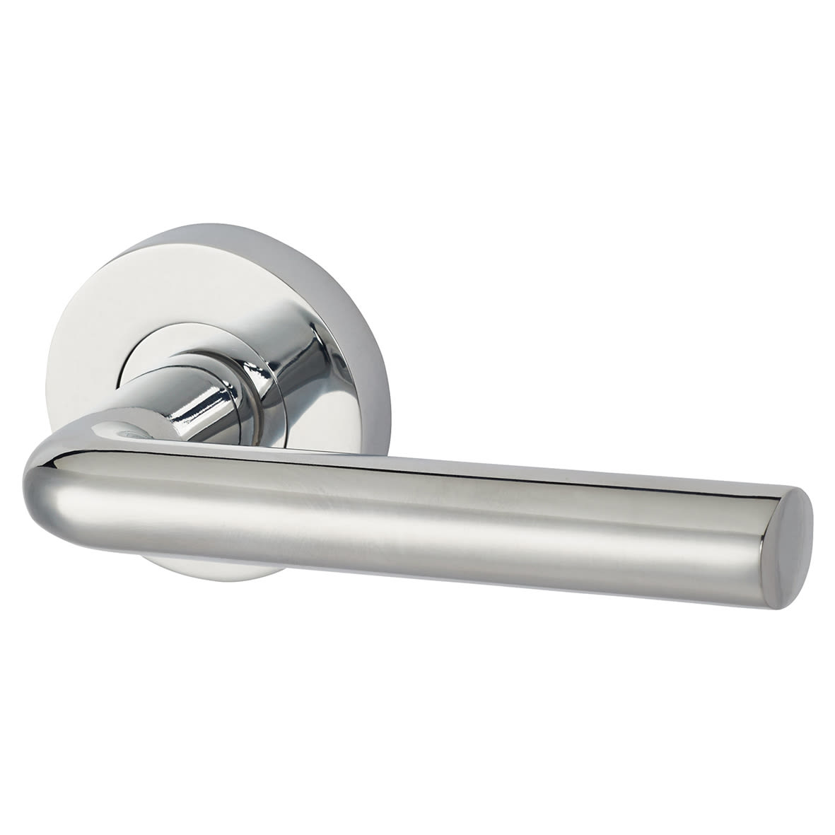 Polished Chrome Latch Door Handles on Rose Pack - Passage - Riva Range - view 2