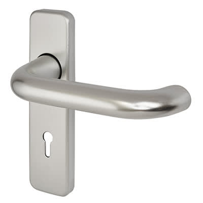 Satin Aluminium 20mm Return to Door Keyhole Lock Door Handles - 155 x 40mm - view 2