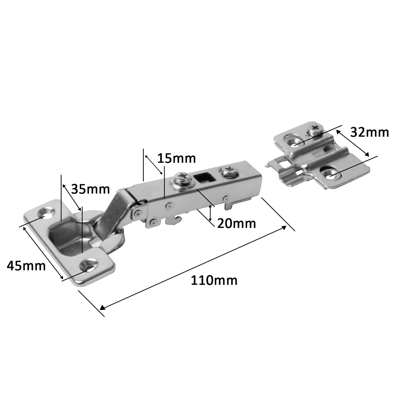 Clip-On Soft Close Cabinet Hinge - 105° - Overlay - Zinc Plated - Pair - view 2