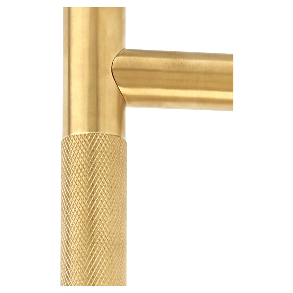 PVD Satin Brass 23mm Knurled T-Bar Door Pull Handle - Bolt Fix - 450mm Centres - view 2