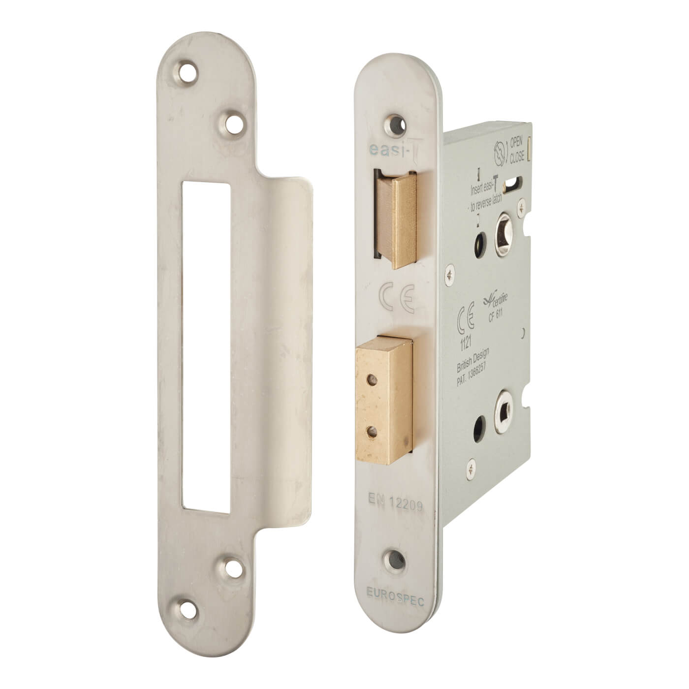 Architectural Bolt Through Bathroom Lock - 78mm Case - 57mm Backset - Radius - Satin Stainless - view 2