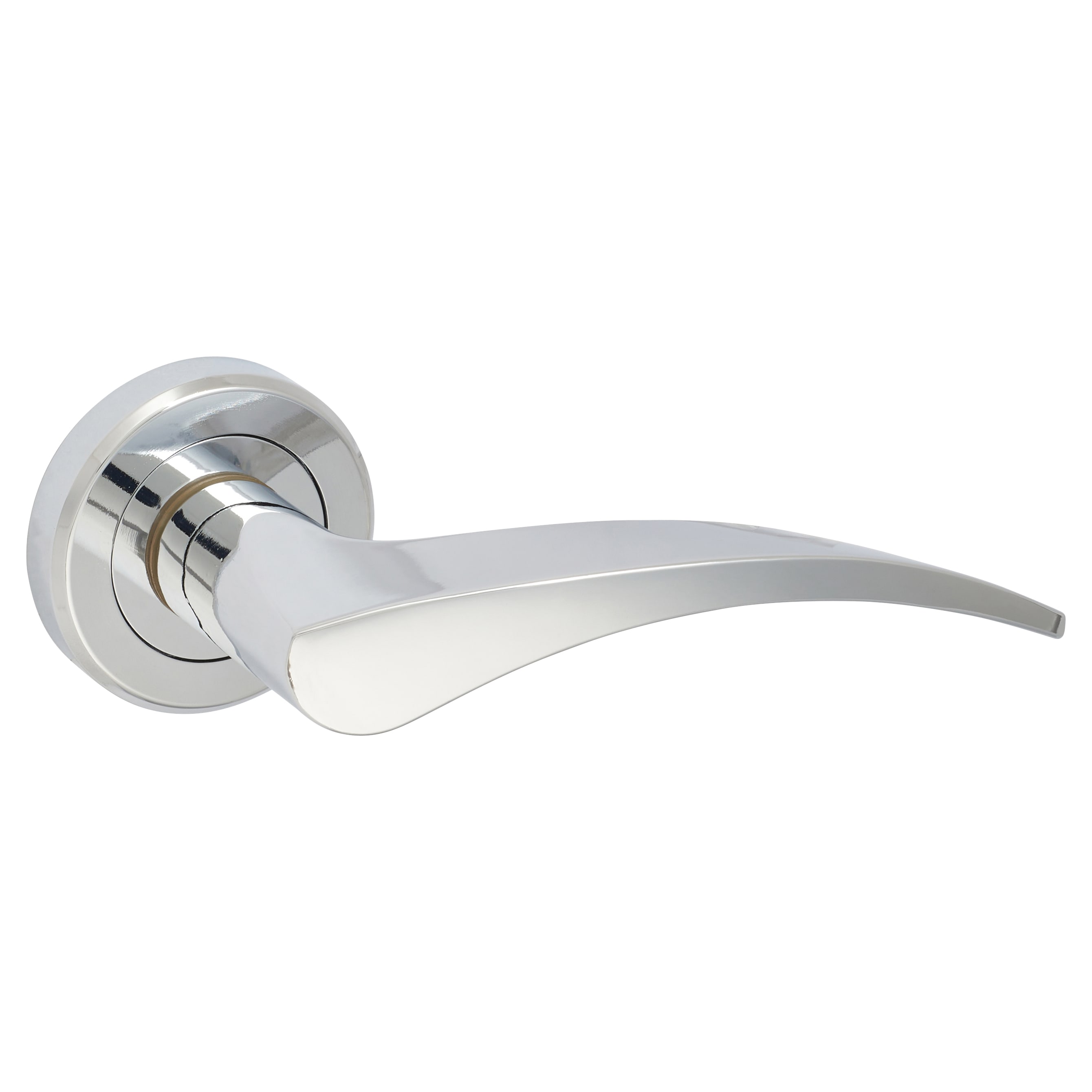 Brass Polished Chrome Latch Door Handles on Rose Pack - Oliver Range - view 3