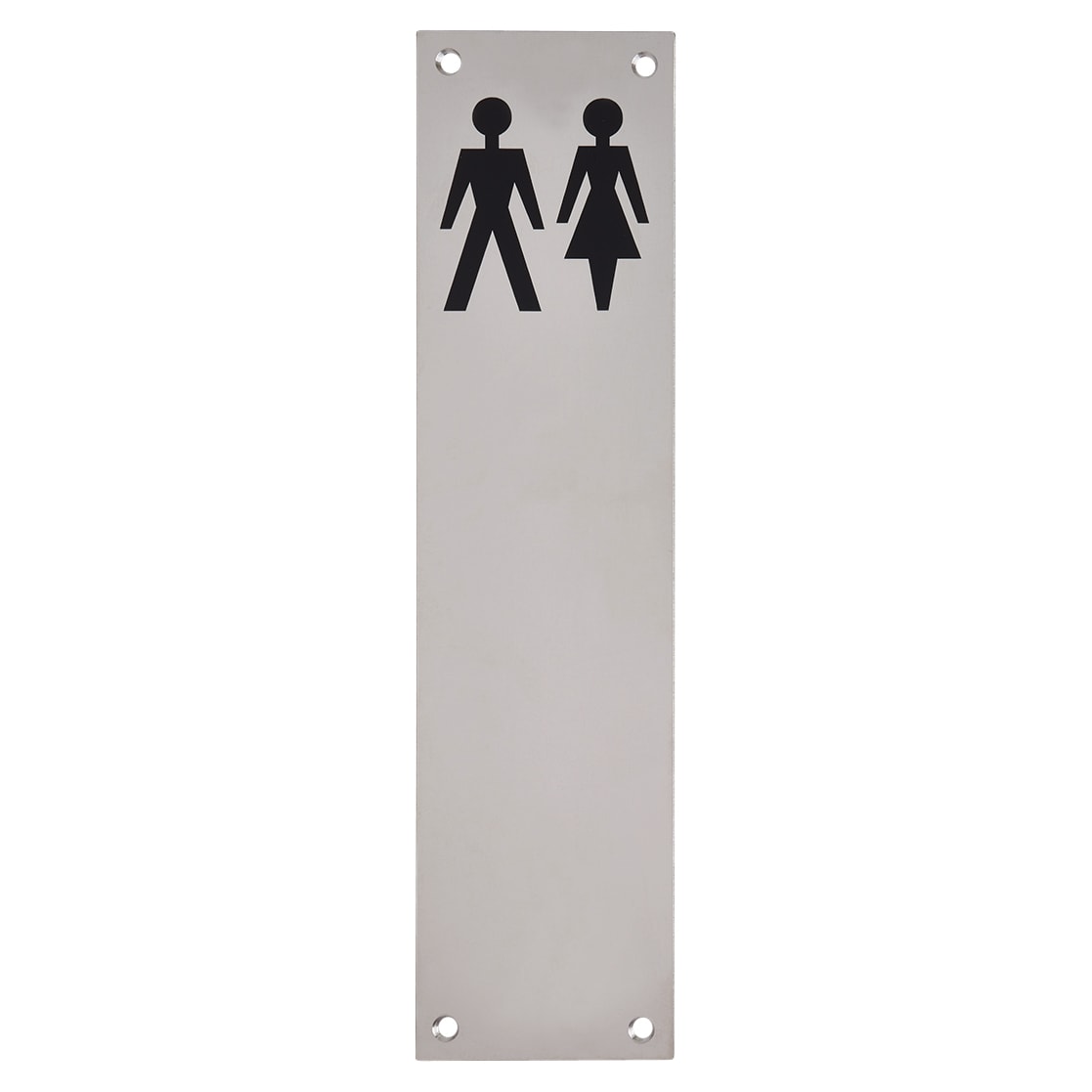 Finger Plate - Unisex Toilet Door Sign - 300 x 75mm - Polished Stainless Steel - view 2