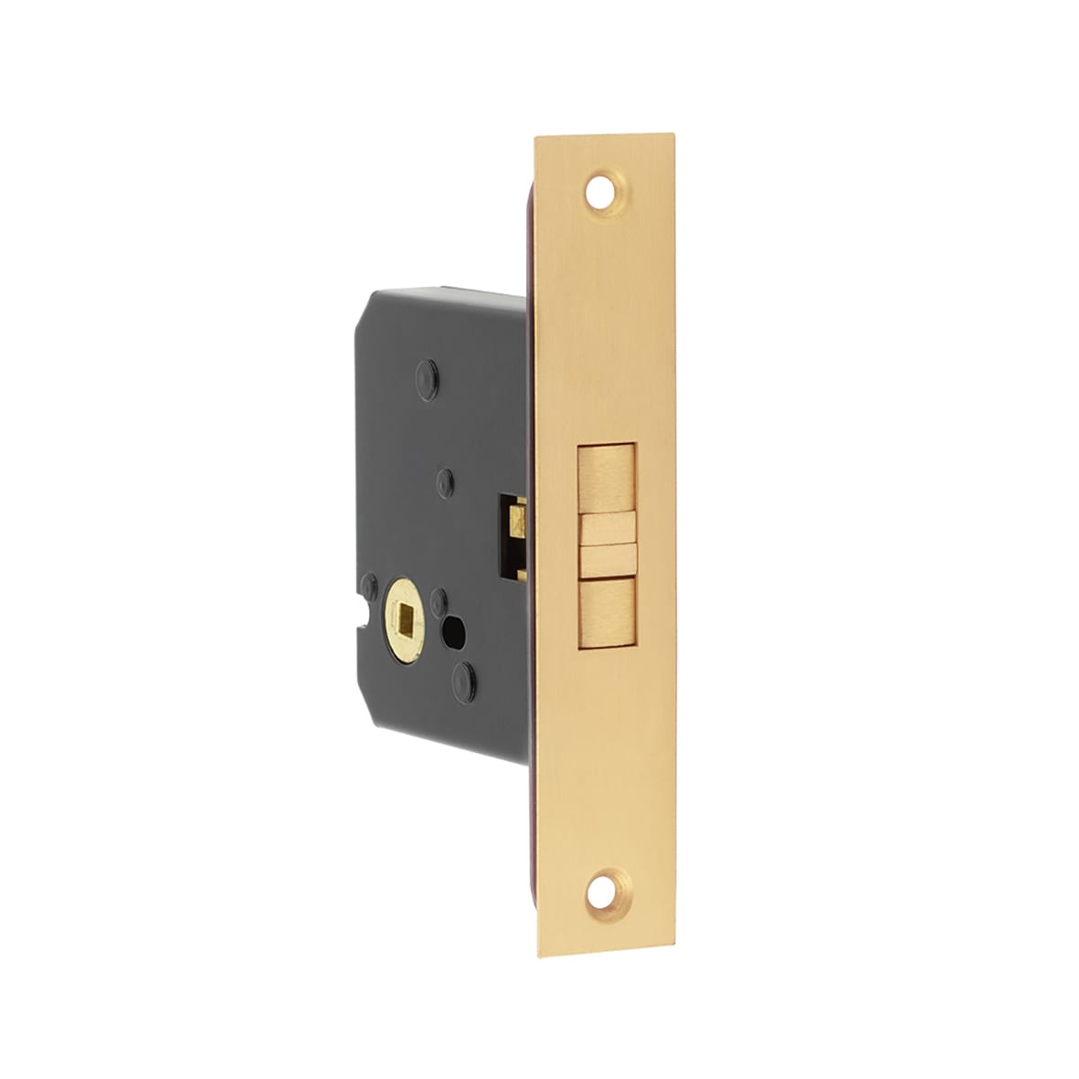 Sliding Door Bathroom Lock - 76mm Case - 56mm Backset - Satin Brass - view 2