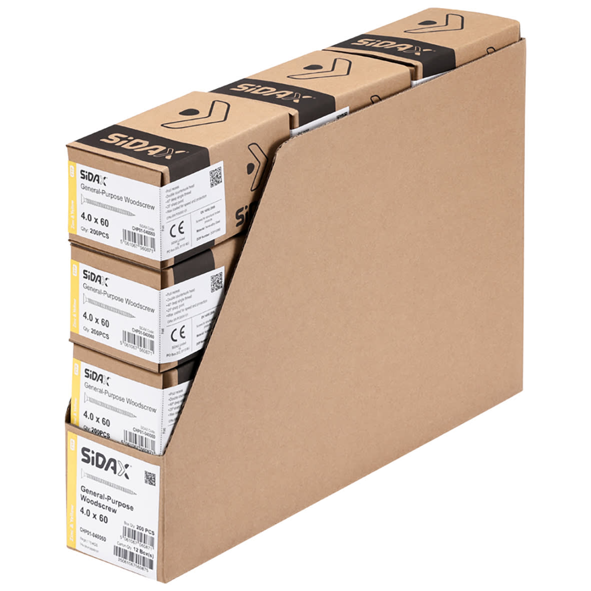 General Purpose Pozi Countersunk Chipboard Wood Screws - 4.0 x 60mm - Yellow Zinc - Pk of 200 - view 3