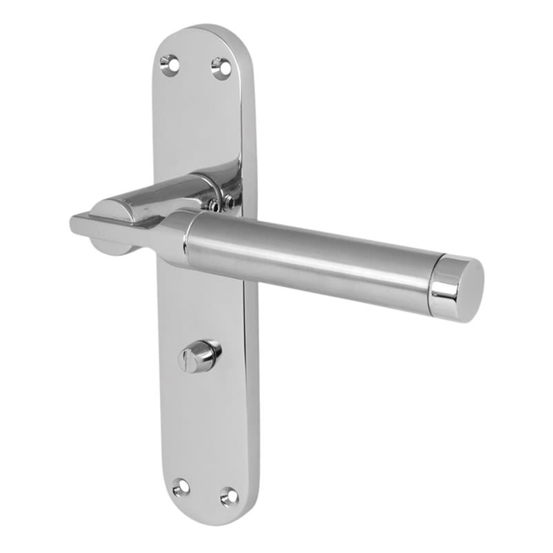 Satin/Polished Chrome Bathroom Lock Door Handles Pack - Parma Range - view 3