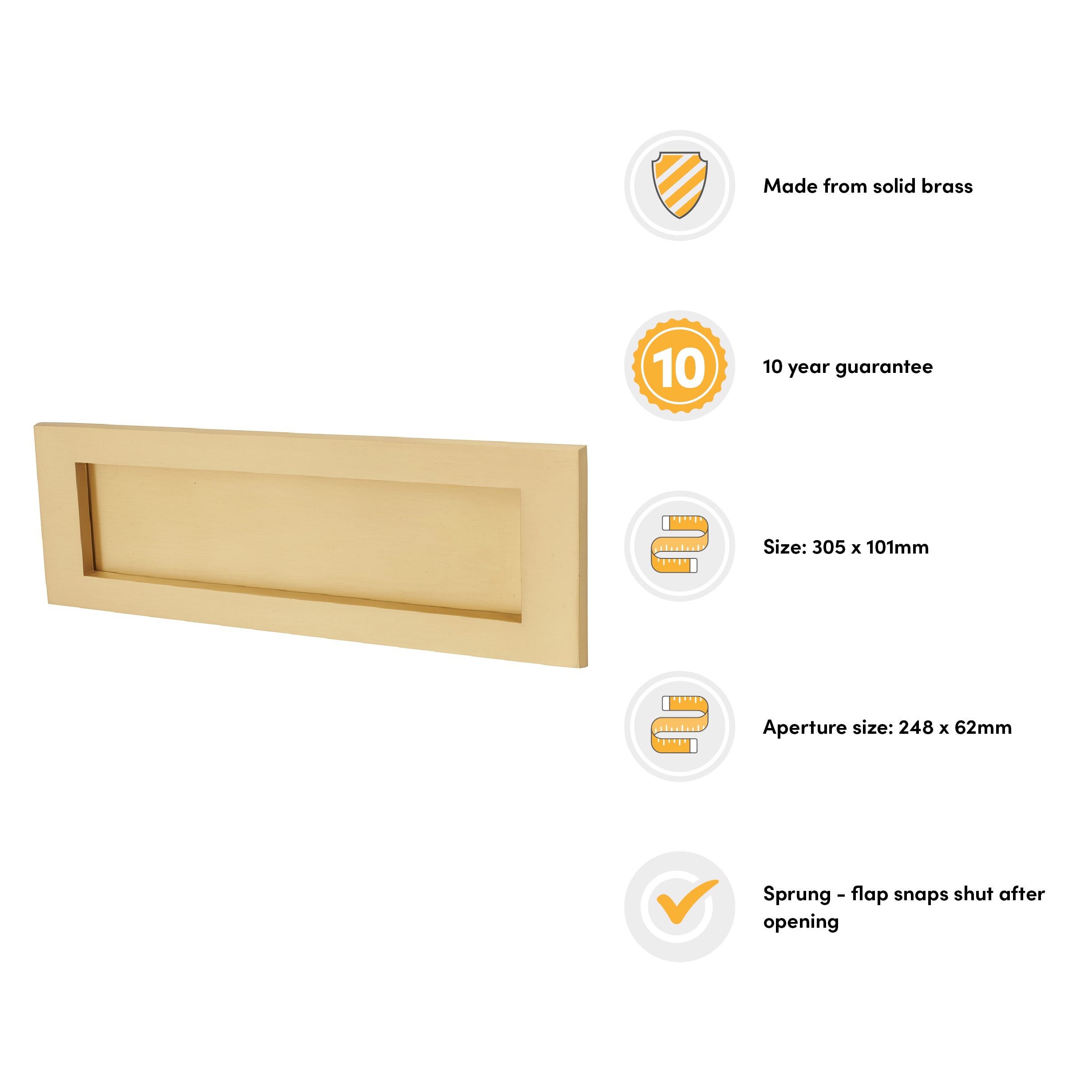 Marcus Letter Plate - 305 x 101mm - Satin Brass - view 2