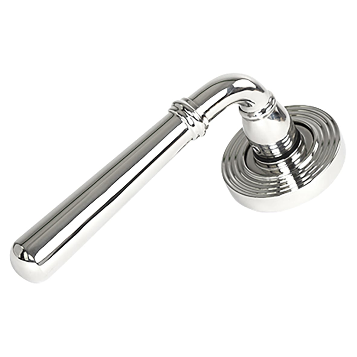 Polished Stainless Steel Door Handles on Round Beehive Rose - Newbury Range - view 2