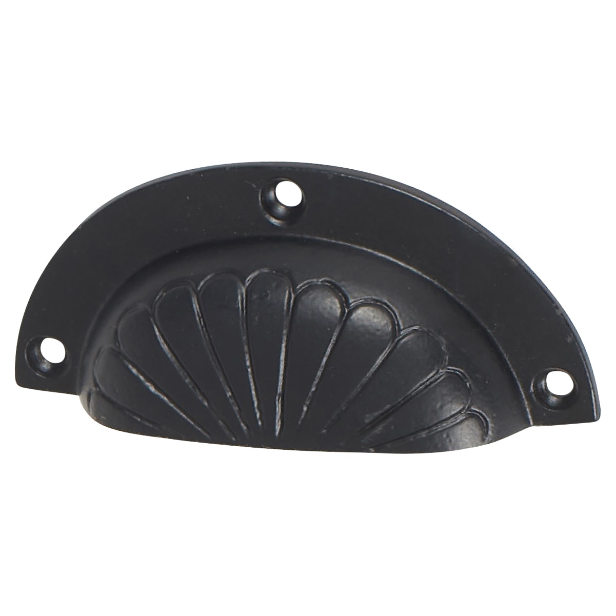 Shell Cabinet Cup Handle - 84mm Centres - Black Iron - view 2