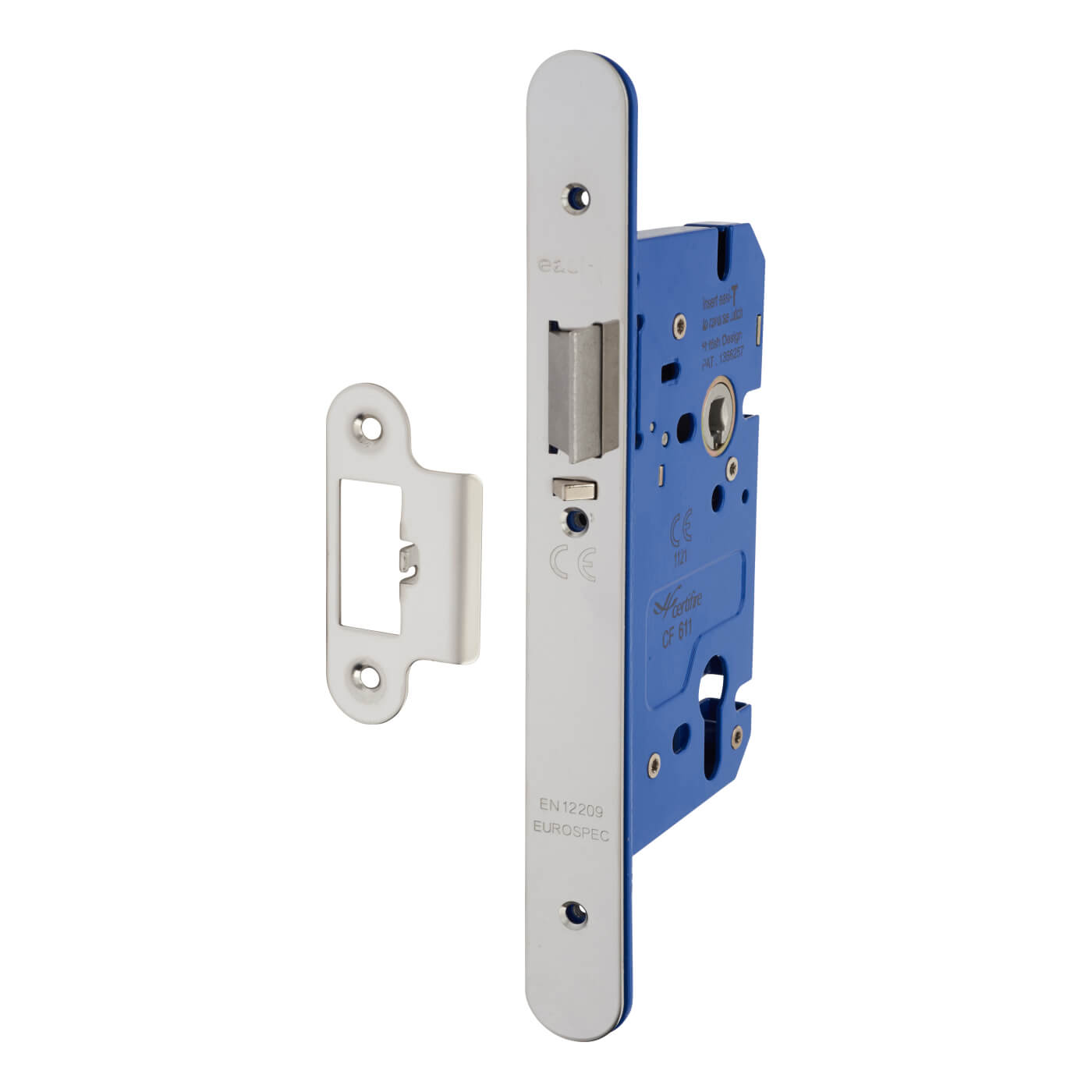 DIN Euro Mortice Nightlatch - 85mm Case - 60mm Backset - Radius - Polished Stainless - view 2
