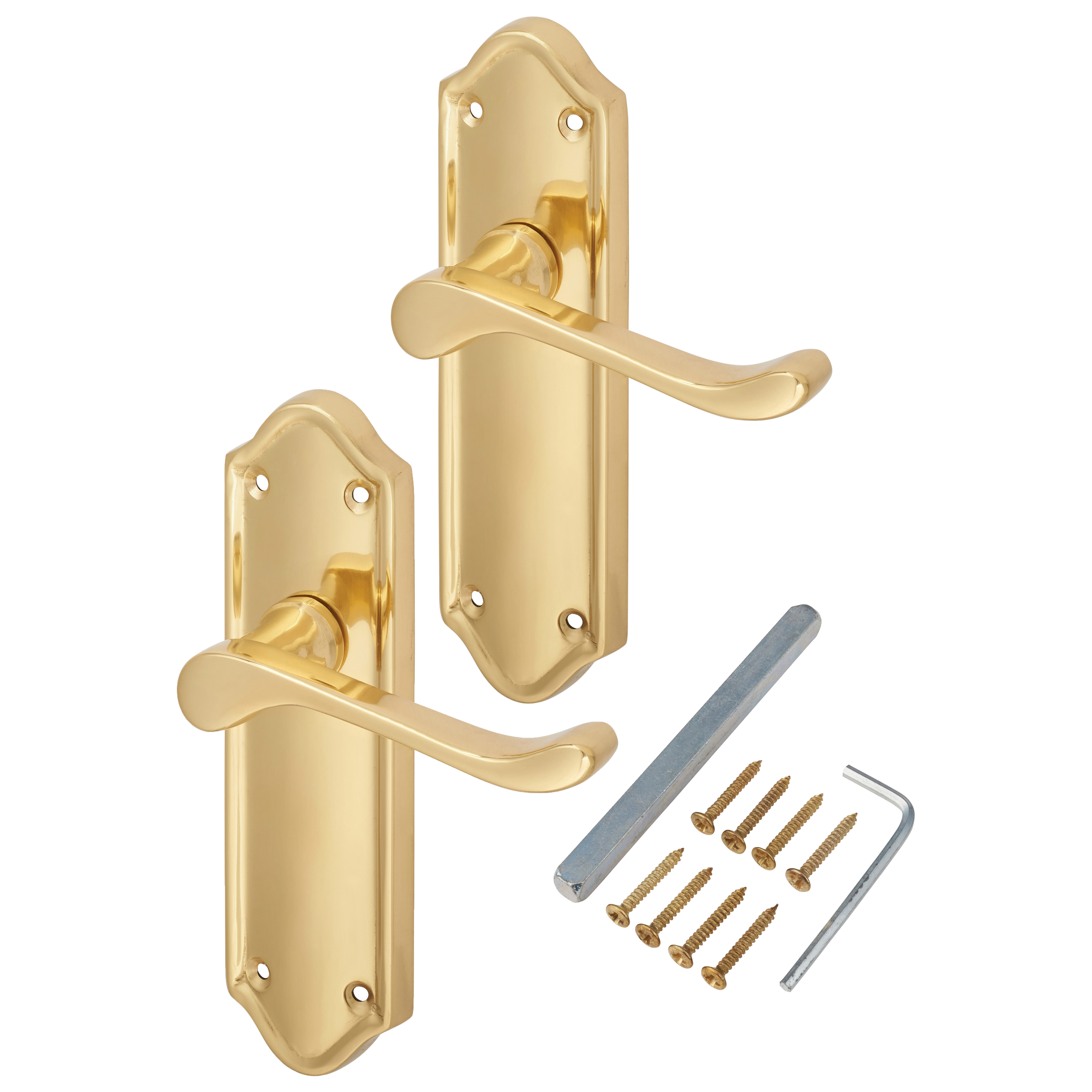 Polished Brass Scroll Latch Door Handles - Ashmead Range - 168 x 46mm - view 3