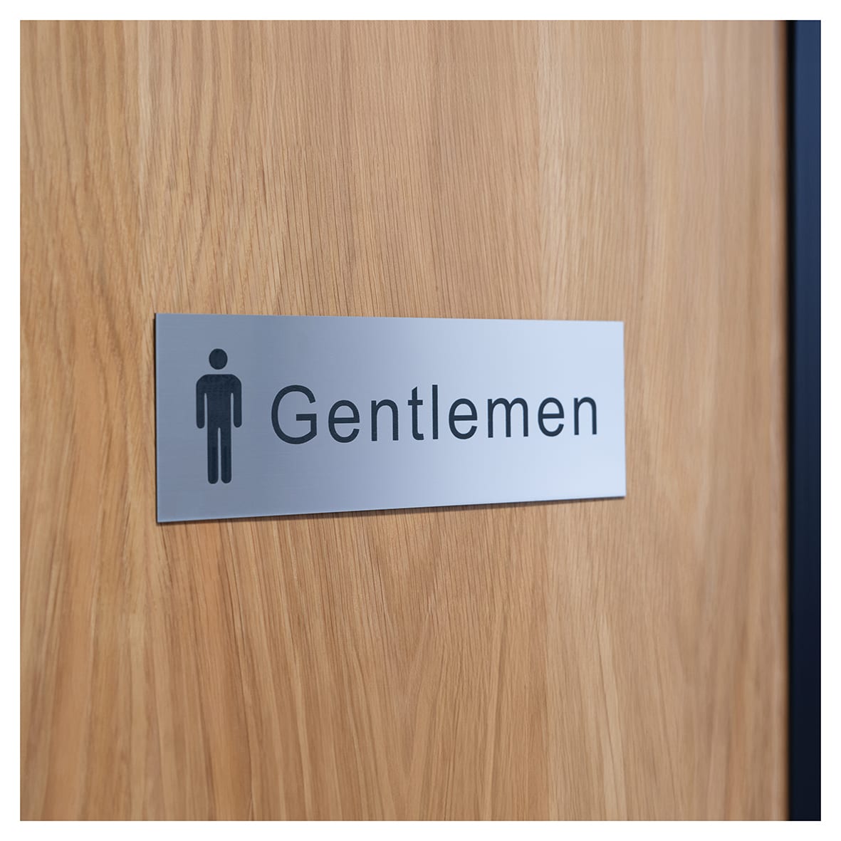 Gentlemens Toilet Door Sign - 300 x 100mm - Brushed Silver Plastic - view 2