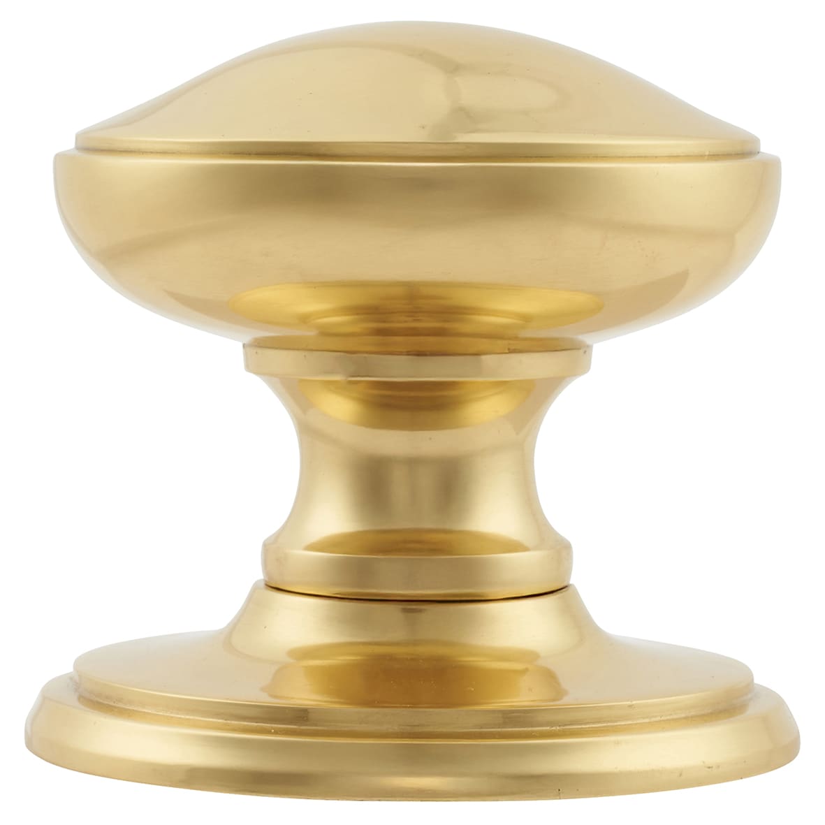 Polished Brass Round Centre Door Knob - 80mm Rose Diameter - view 2