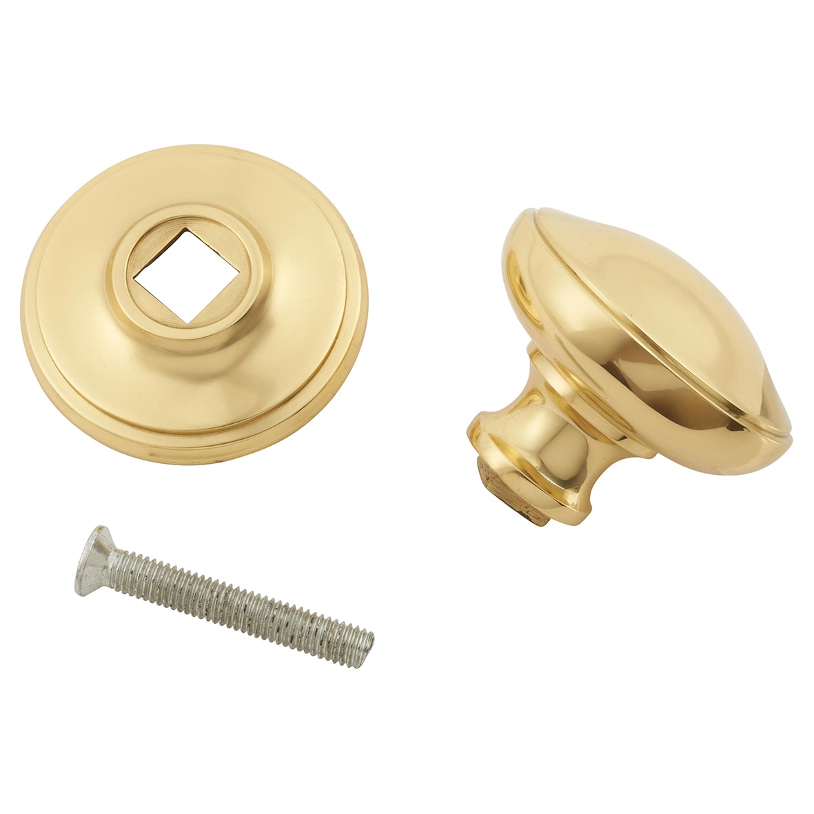 Polished Brass Round Centre Door Knob - 80mm Rose Diameter - view 3