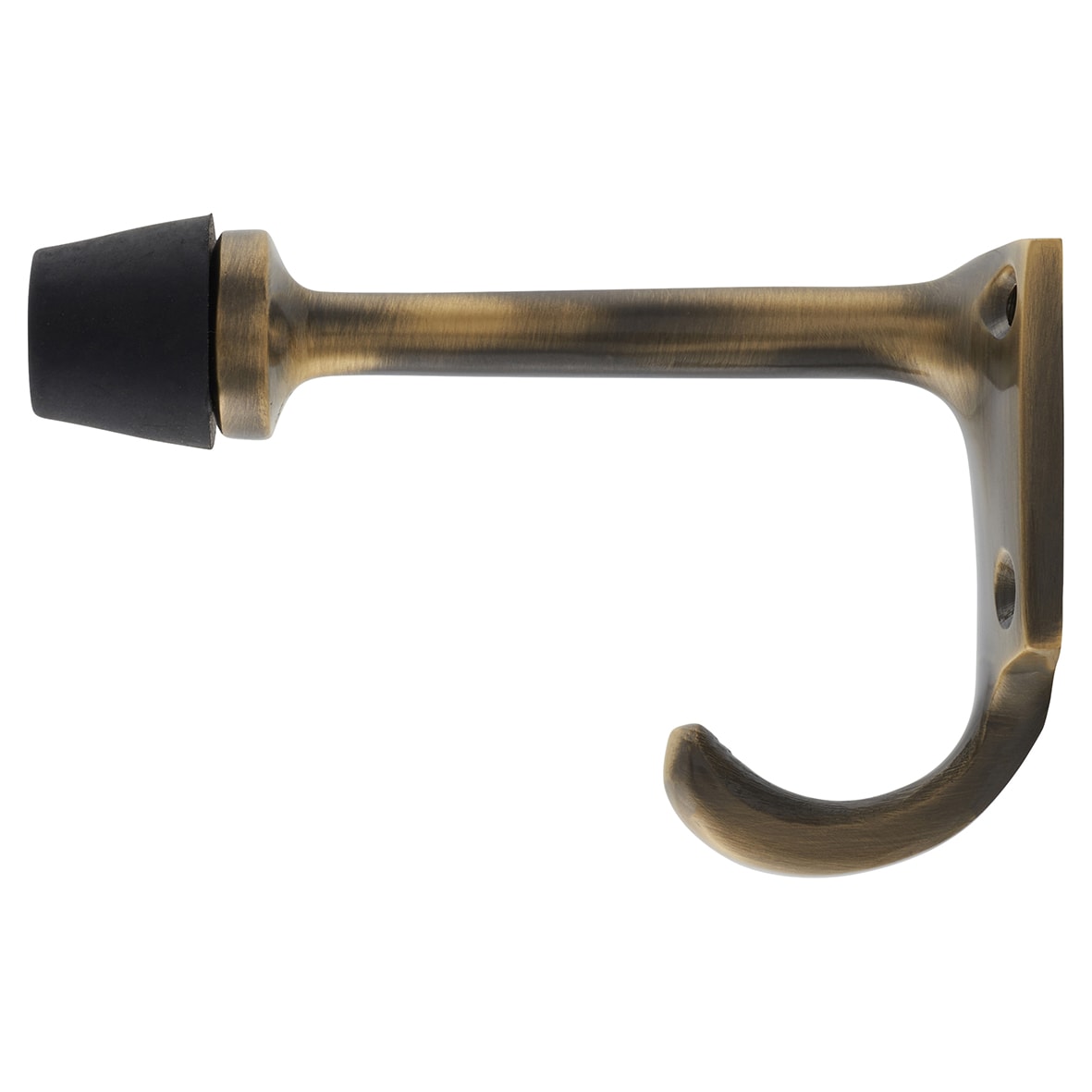 Cubical Single Hat & Coat Hook with Buffer - 85 x 55mm - Antique Brass - view 3