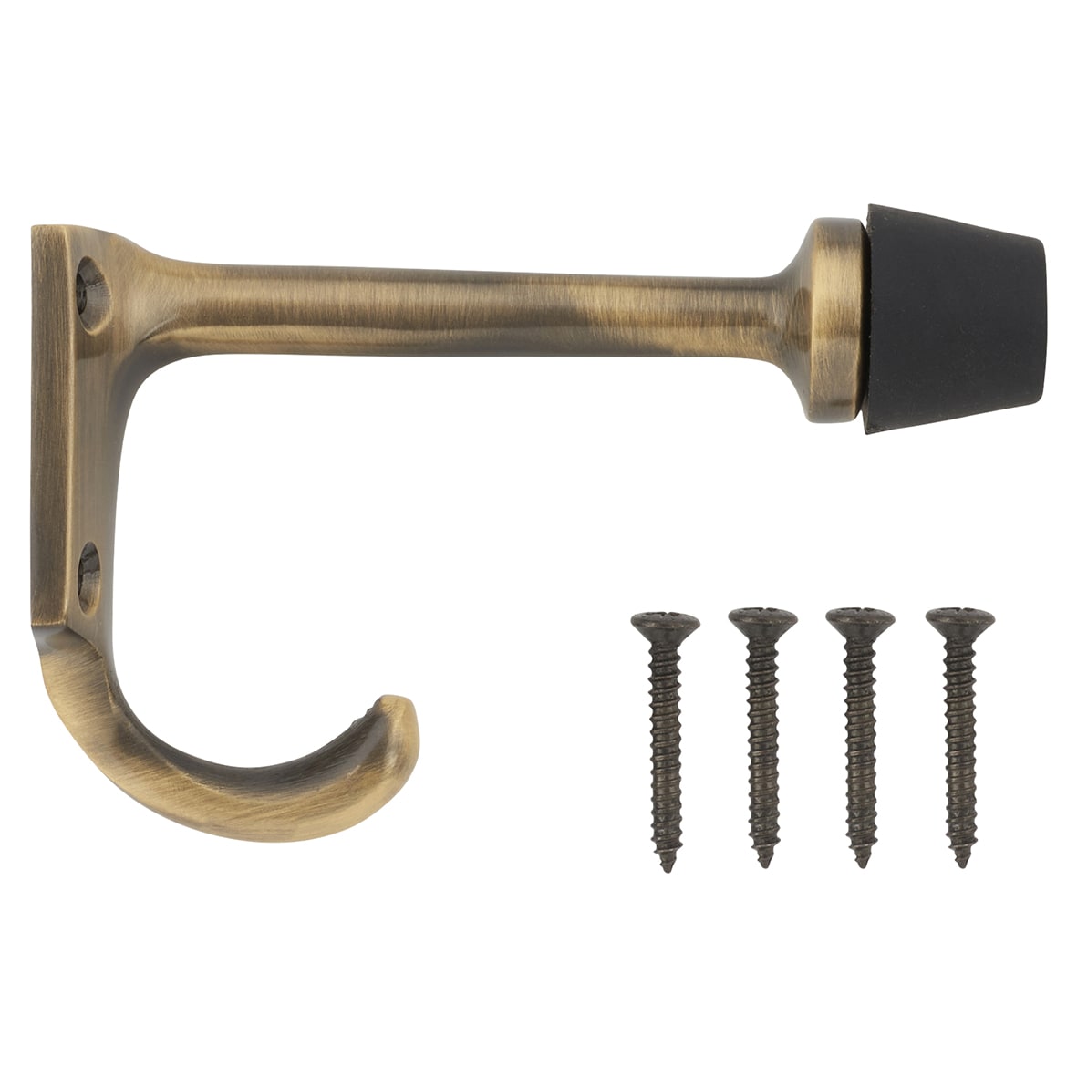 Cubical Single Hat & Coat Hook with Buffer - 85 x 55mm - Antique Brass - view 4